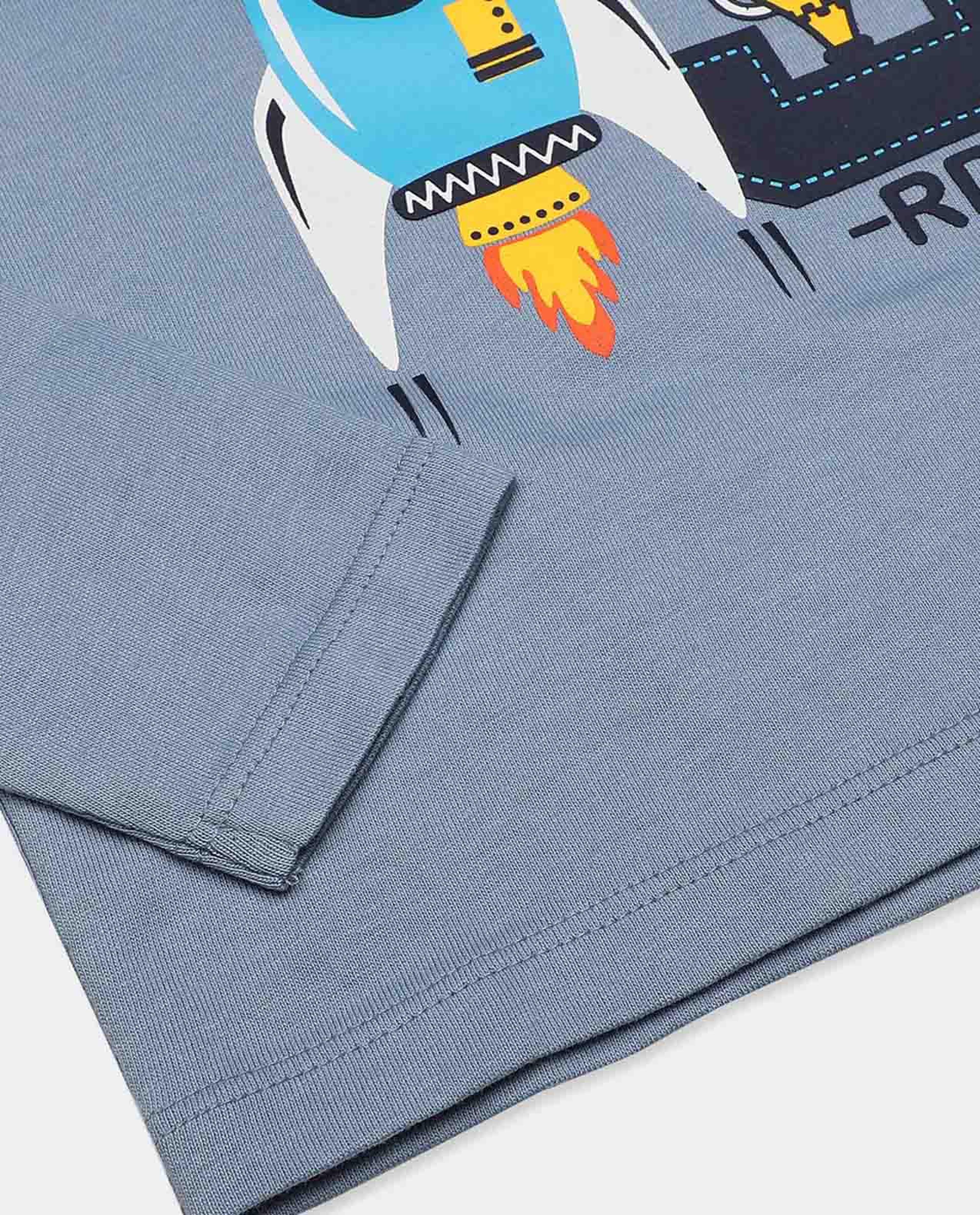 Printed T-Shirt with Crew Neck and Long Sleeves