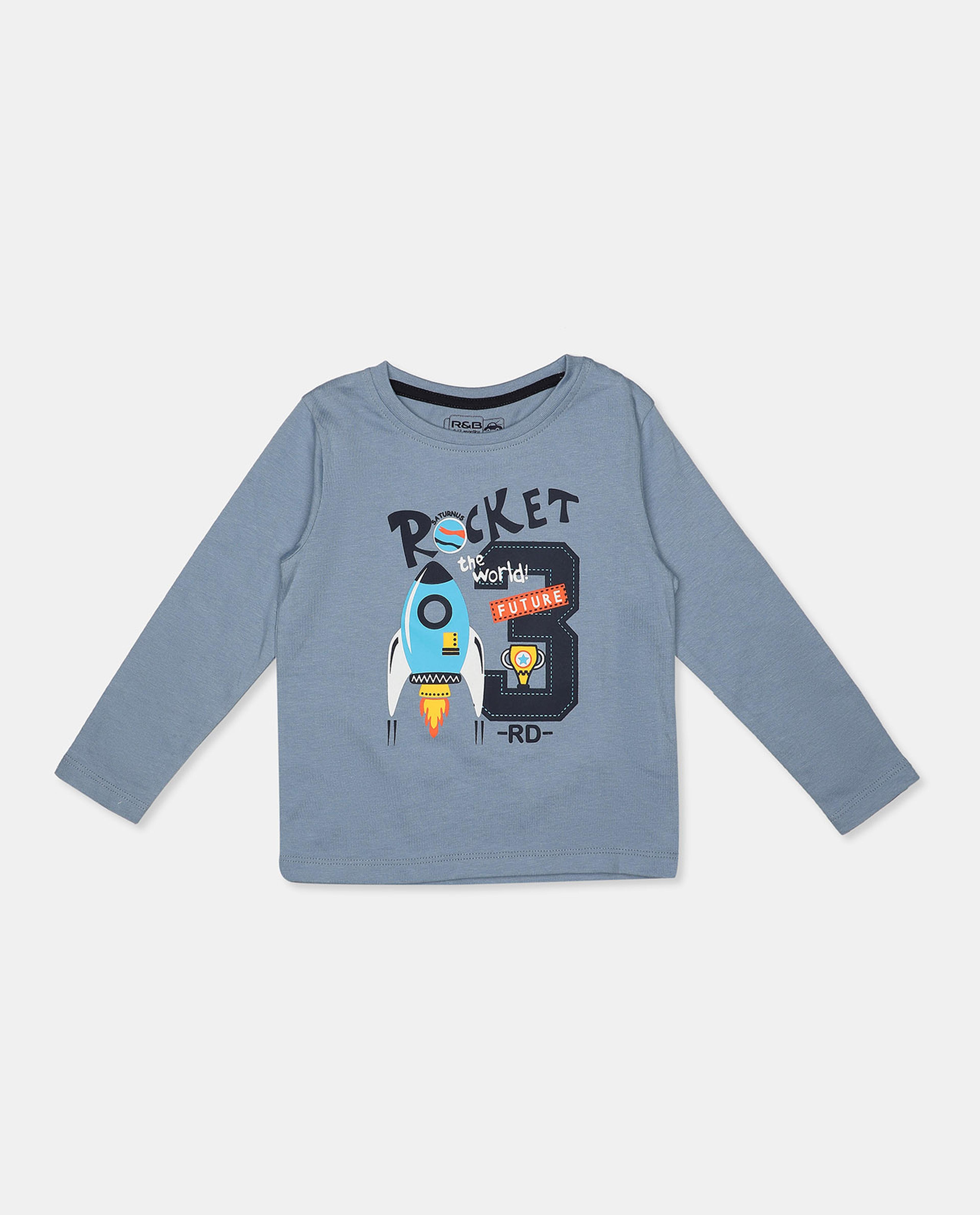 Printed T-Shirt with Crew Neck and Long Sleeves