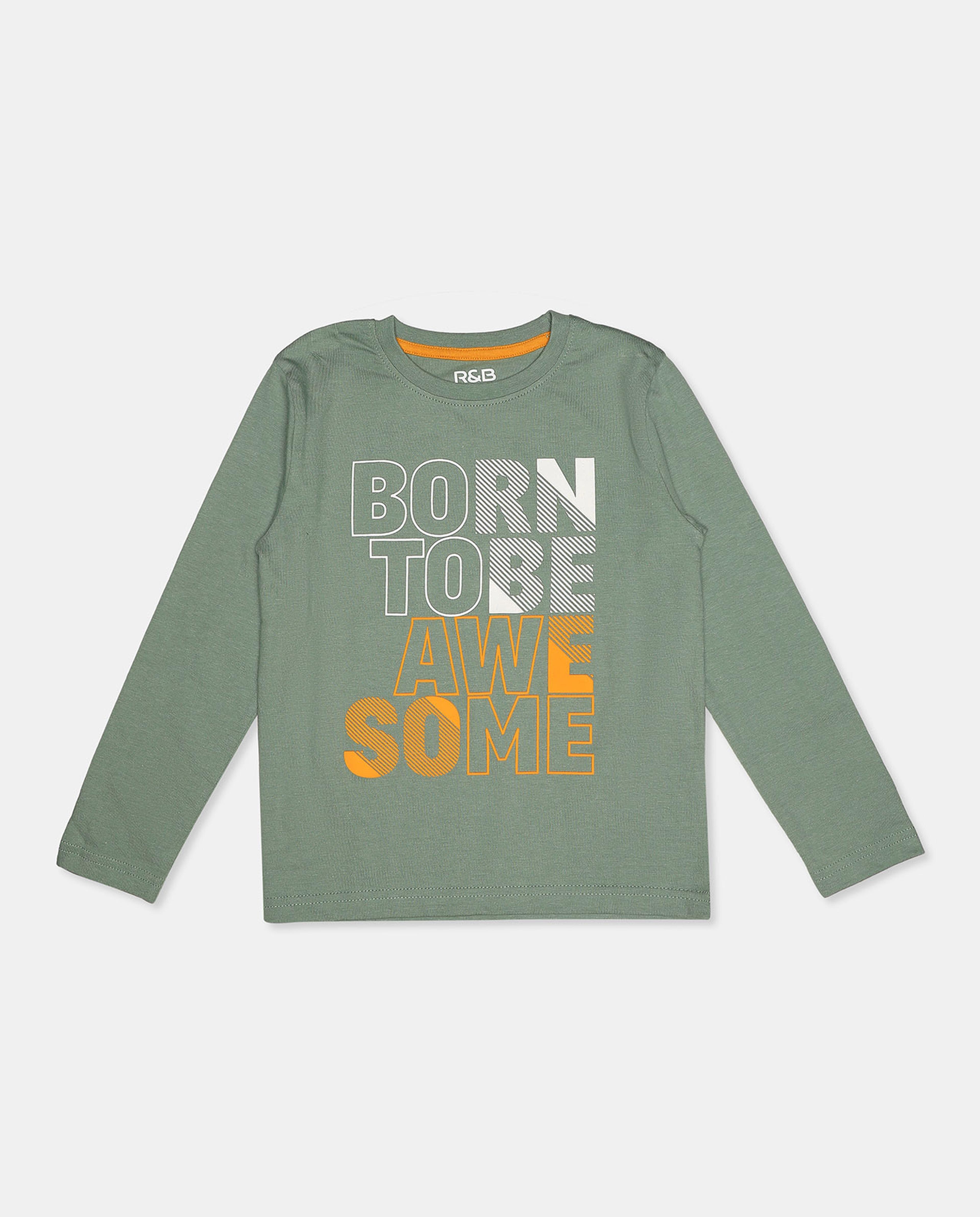 تيشيرت بياقة مستديرة وأكمام طويلة - من قطعتين