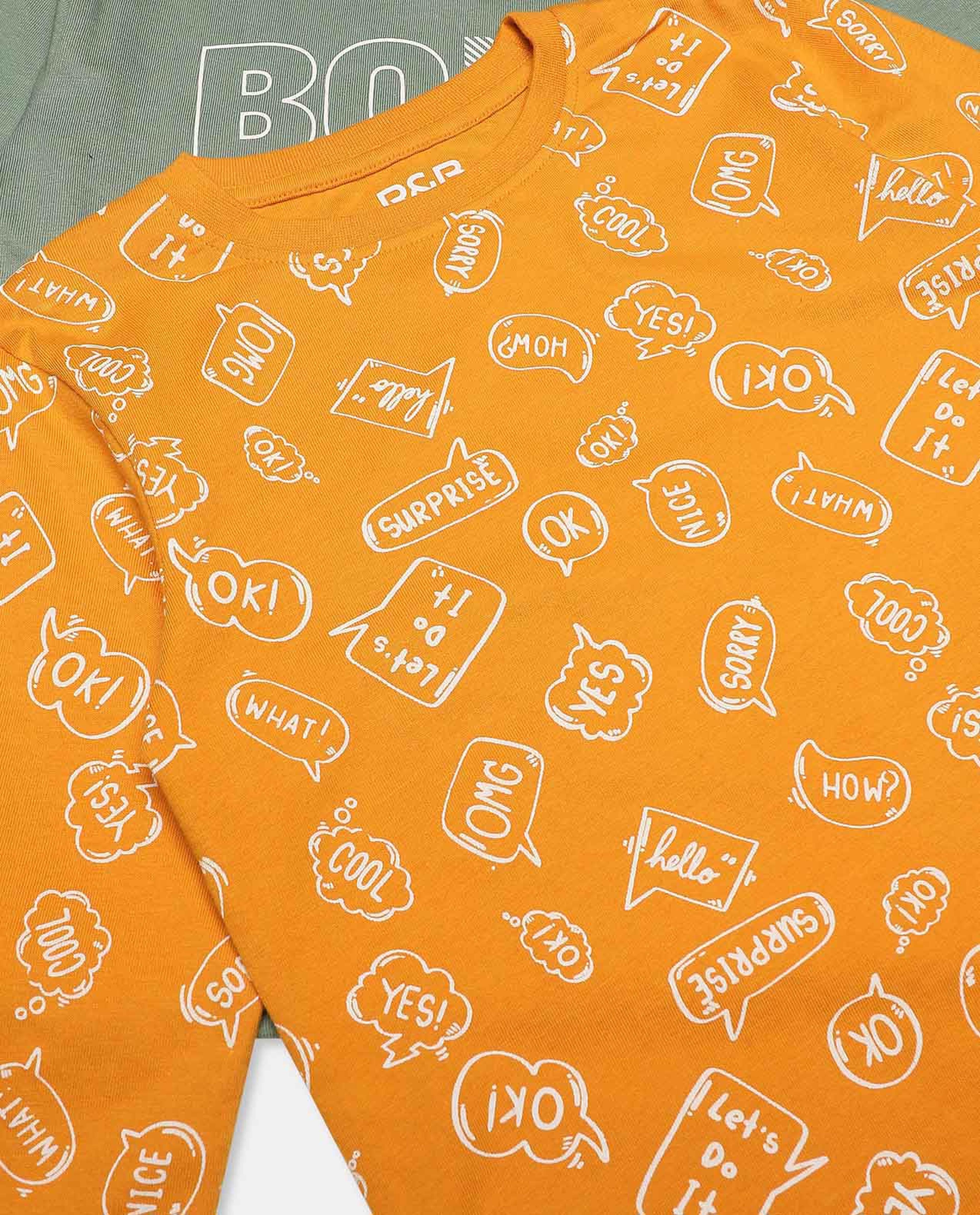 تيشيرت بياقة مستديرة وأكمام طويلة - من قطعتين