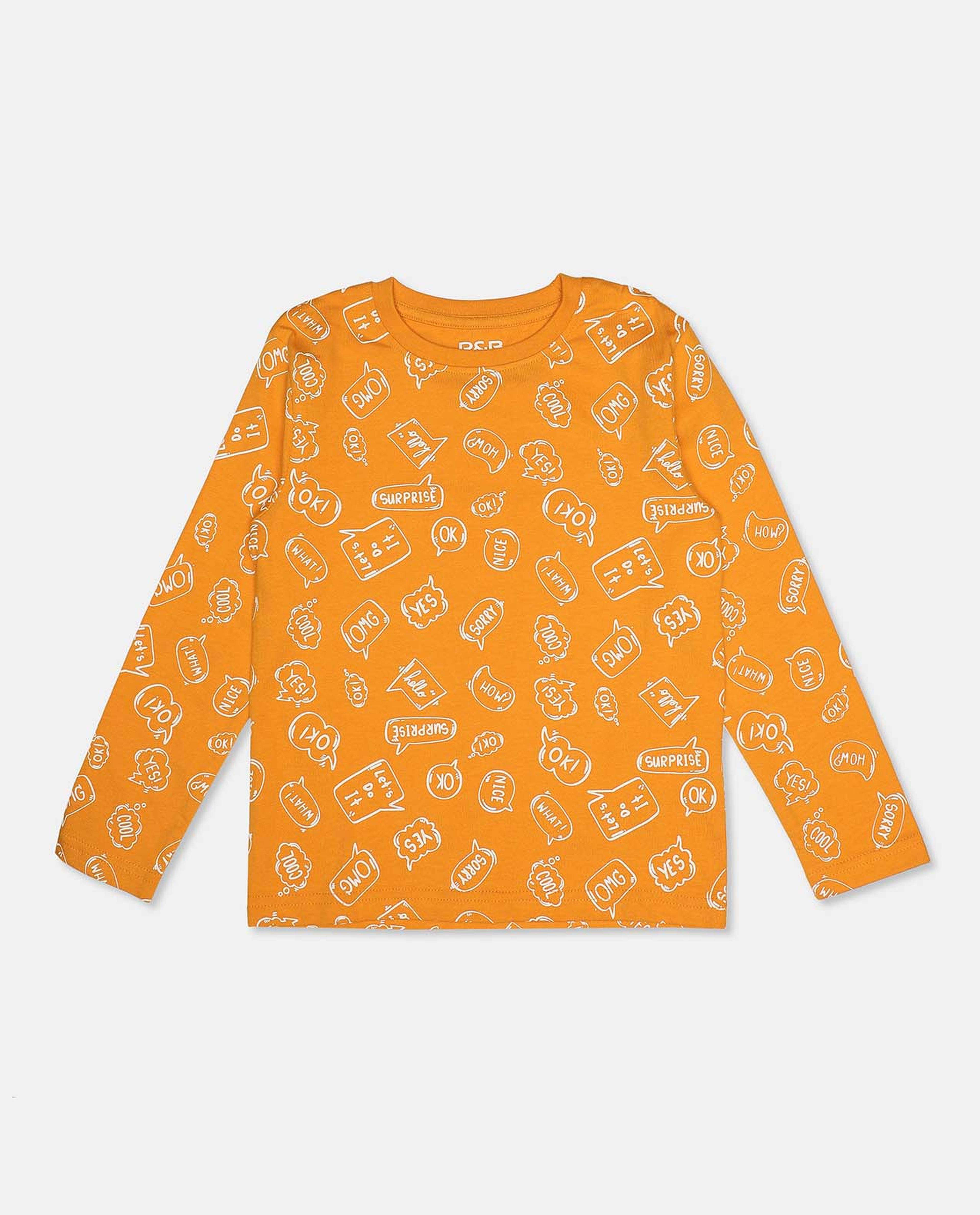 تيشيرت بياقة مستديرة وأكمام طويلة - من قطعتين