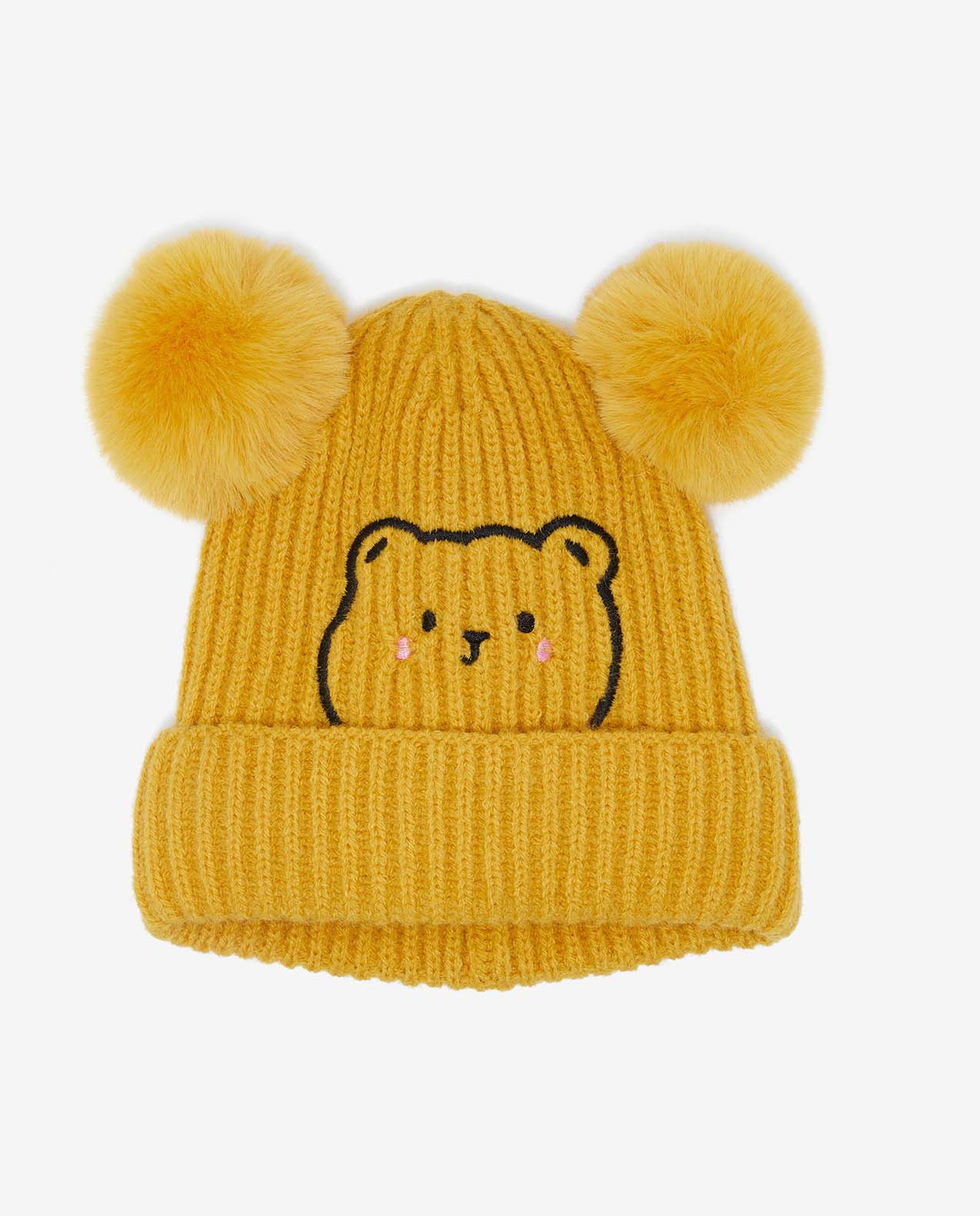 Embroidered Pom-Pom Beanie Cap
