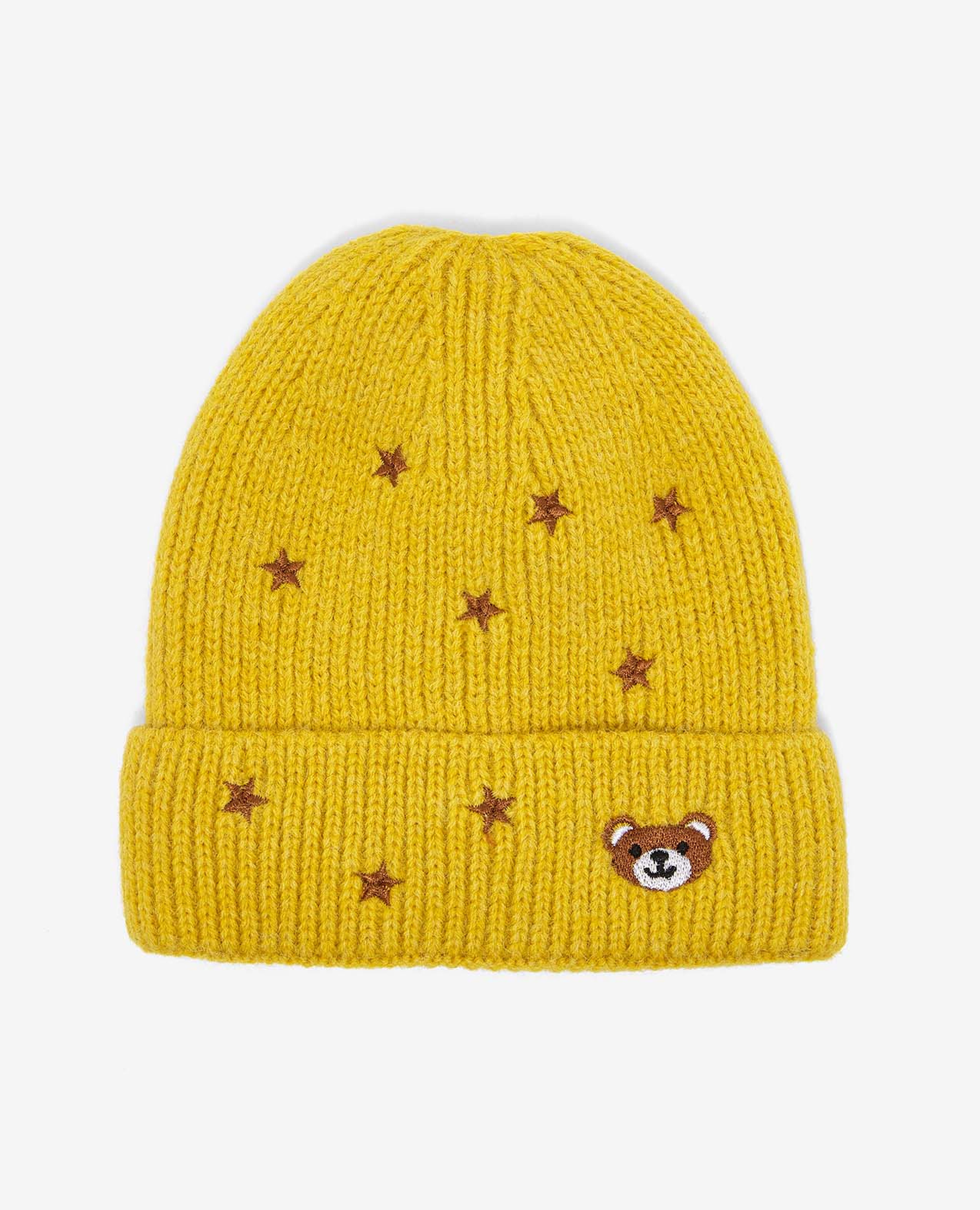 Embroidered Knitted Pom-Pom Beanie Cap