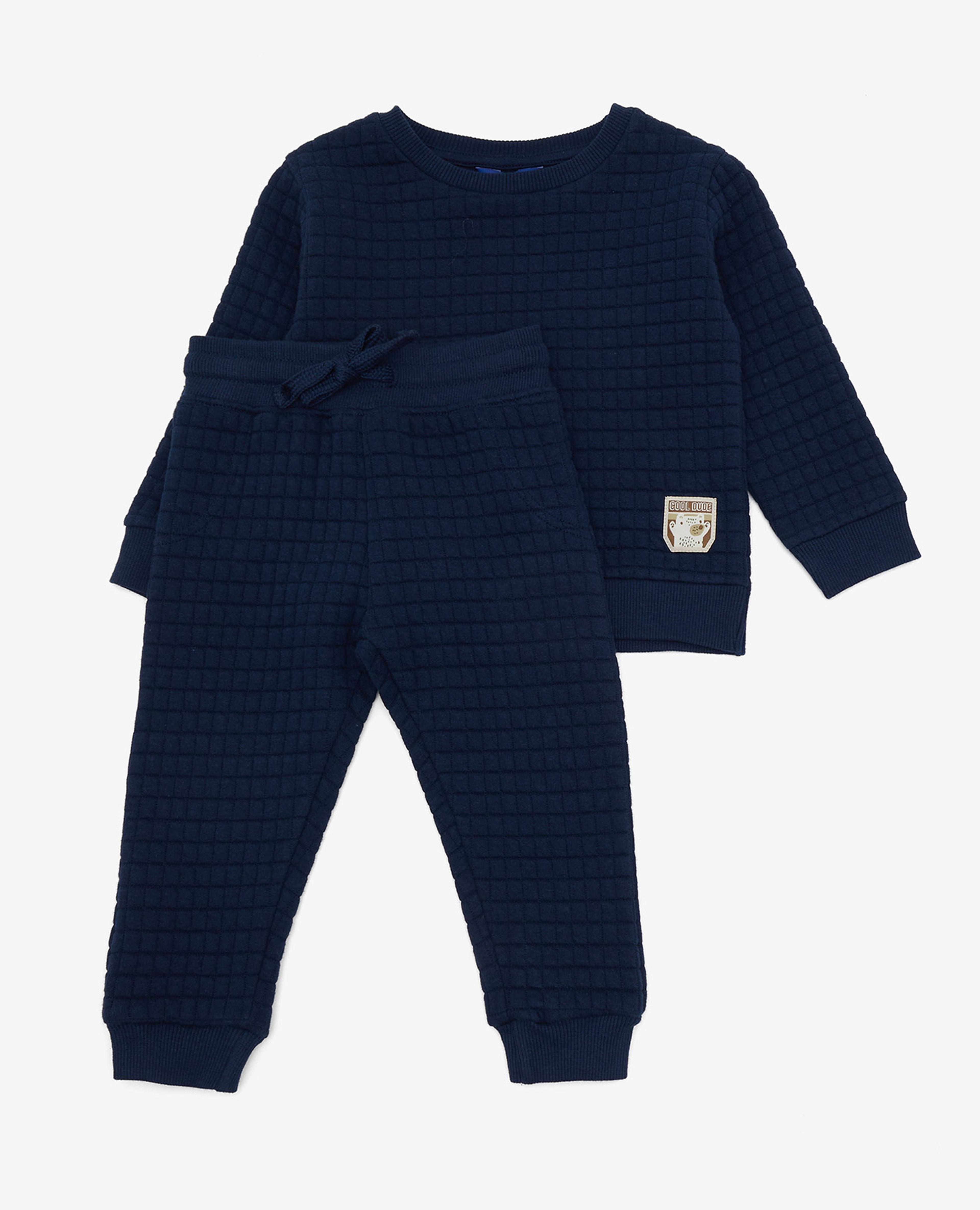 Solid Sweatshirt and Bottom Set