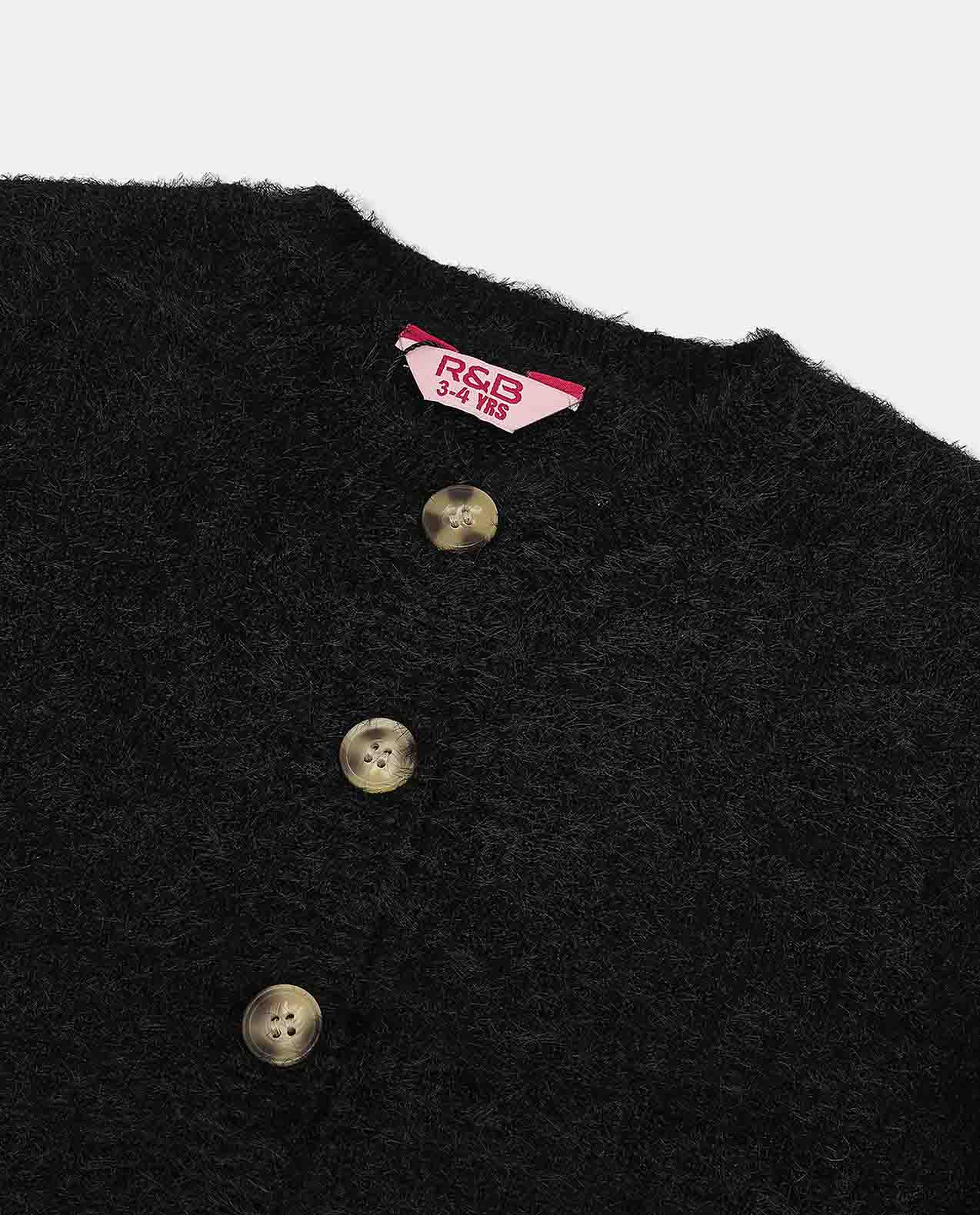 Solid Cardigan with Button Closure and Long Sleeves