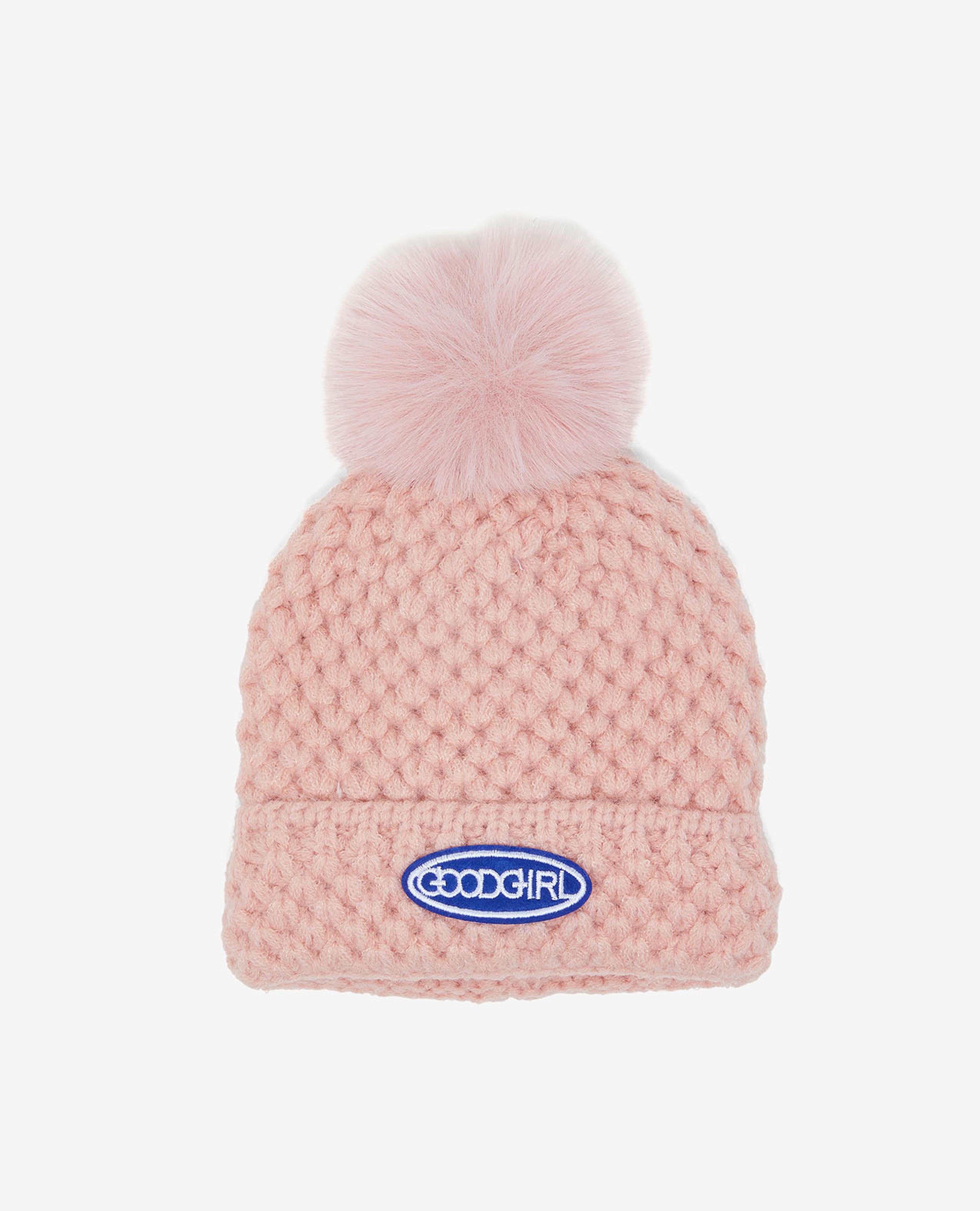 Embroidered Pom-Pom Beanie Cap