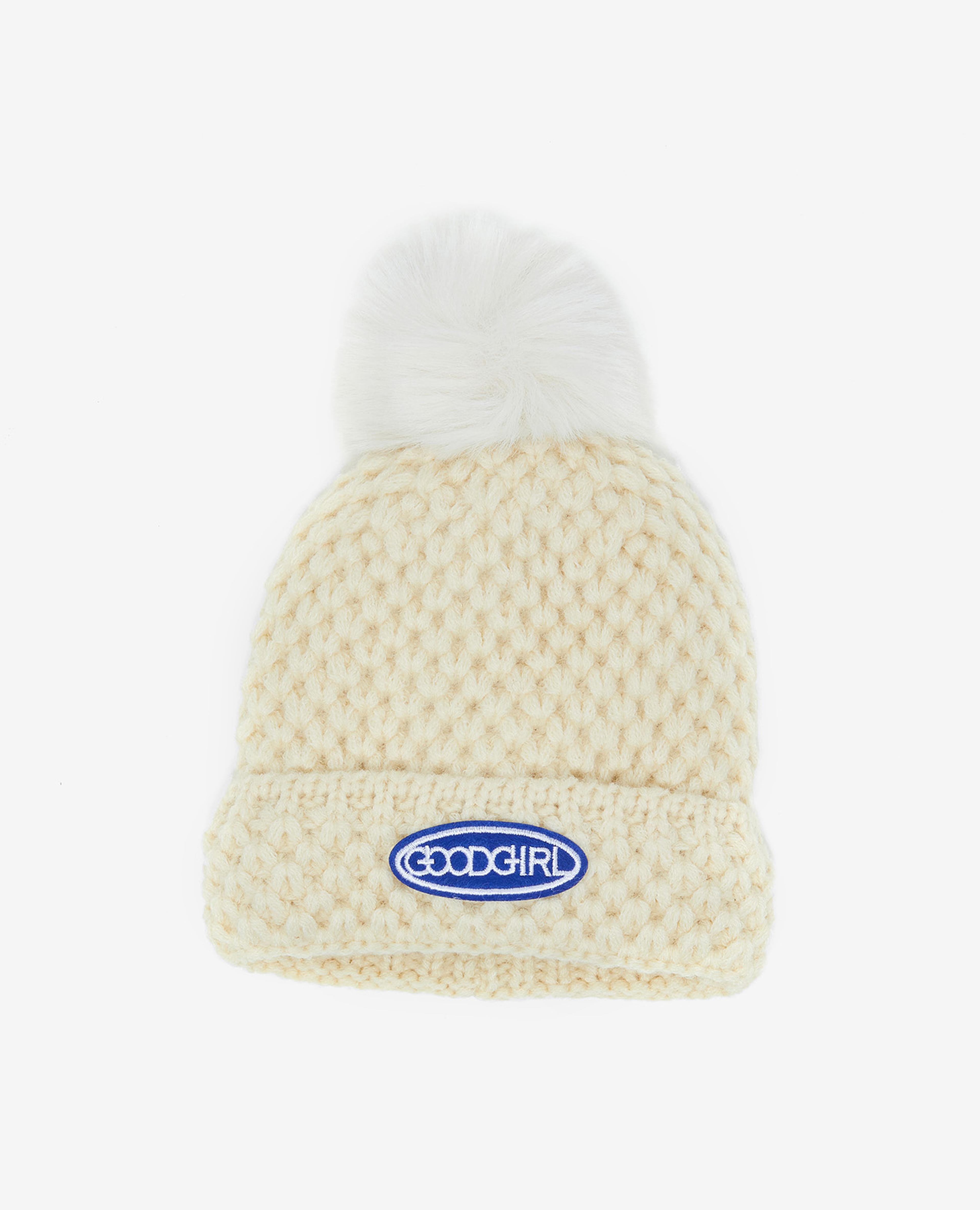 Embroidered Pom-Pom Beanie Cap