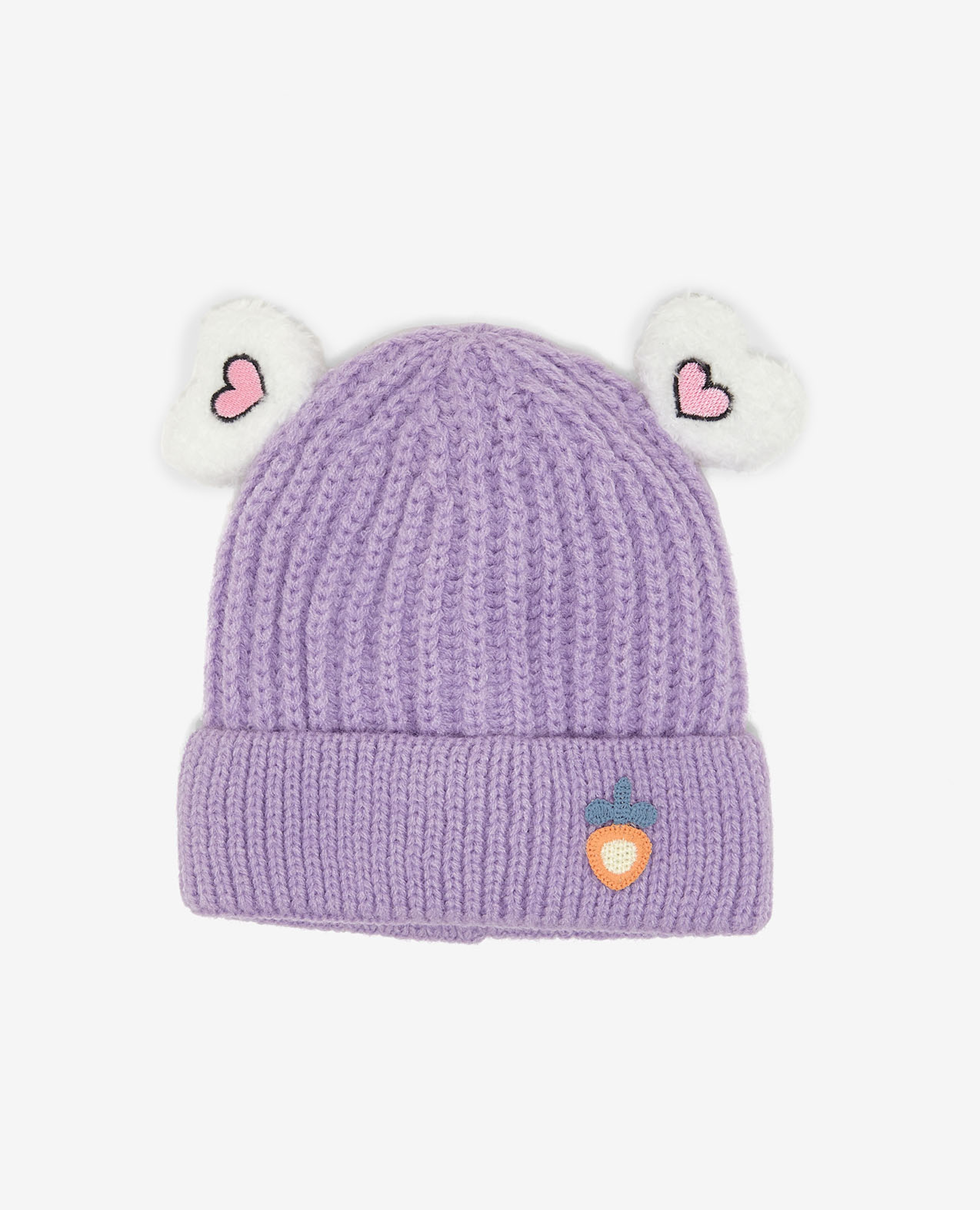 Embroidered Knitted Pom-Pom Beanie Cap