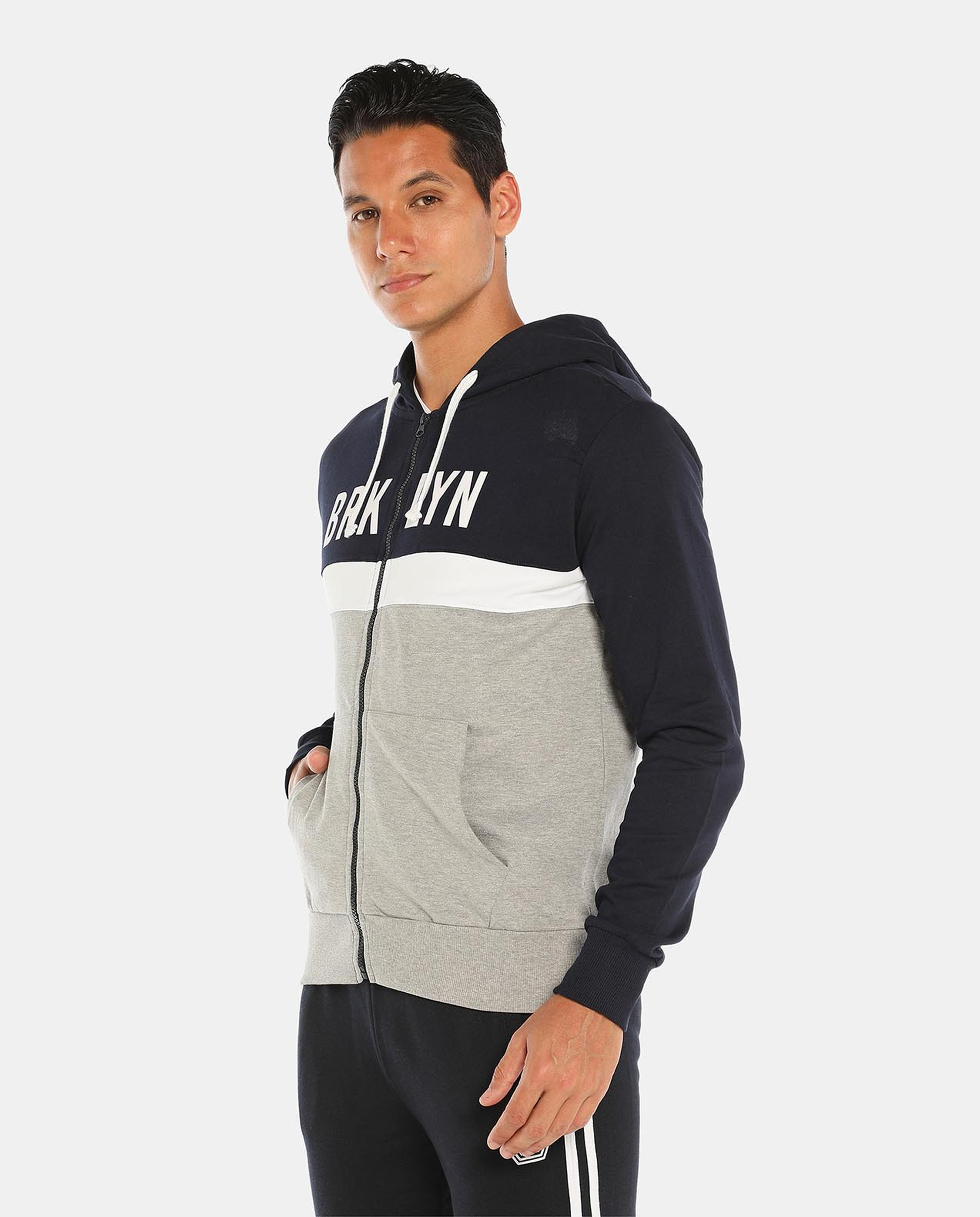 R&B Navy Blue Hooded Jacket