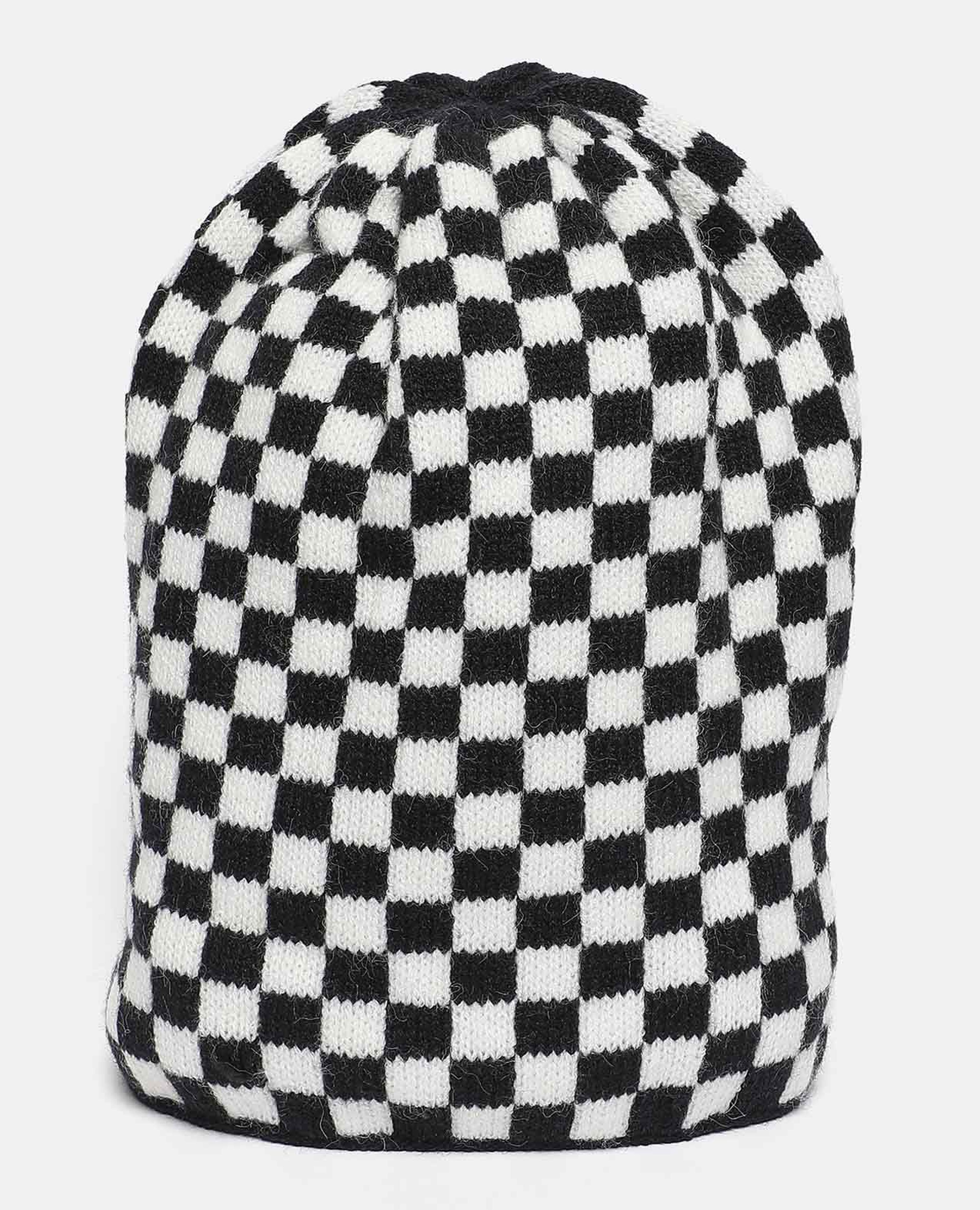 Checkered Design Knitted Beanie Cap