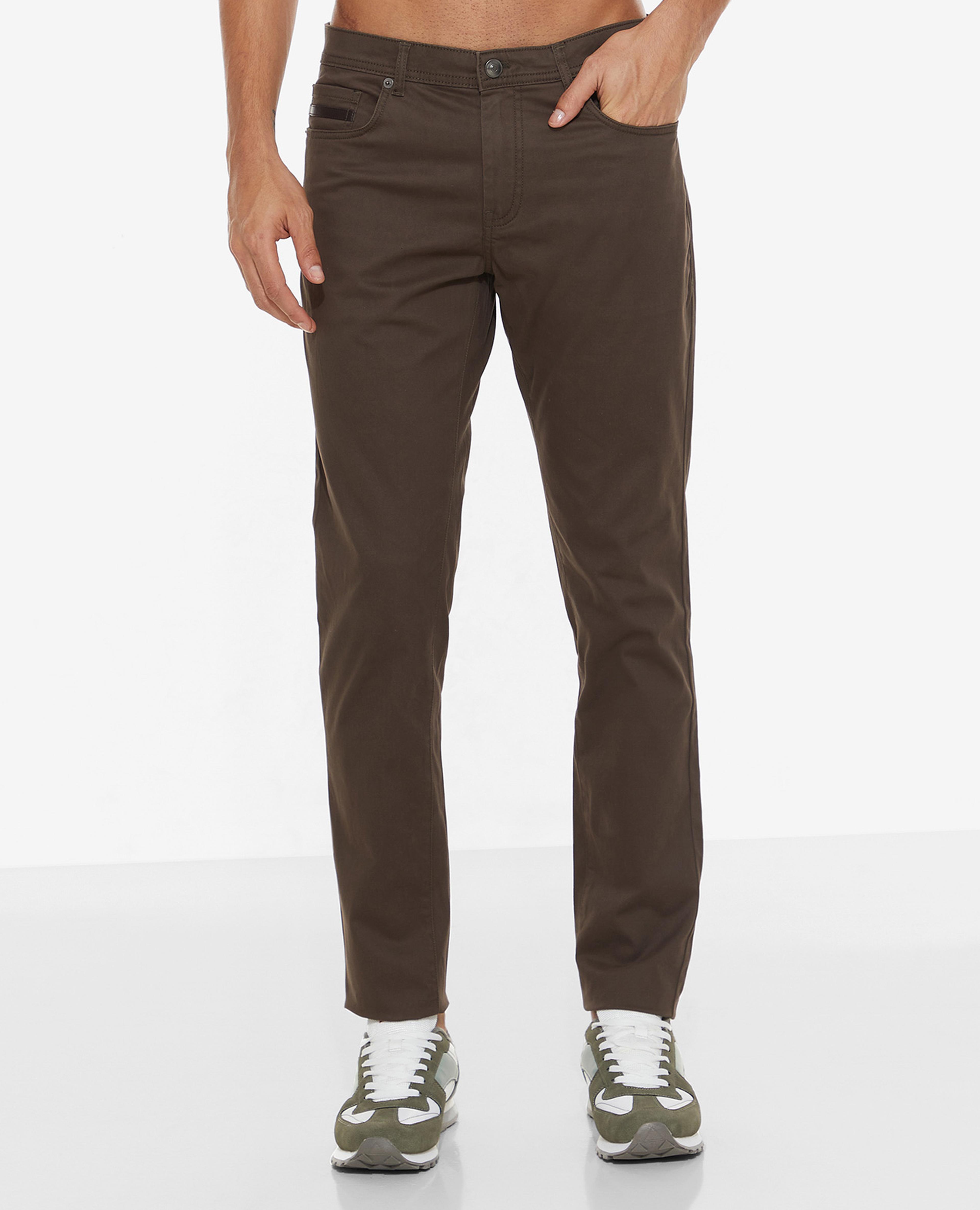 Solid Trousers with Button Closure