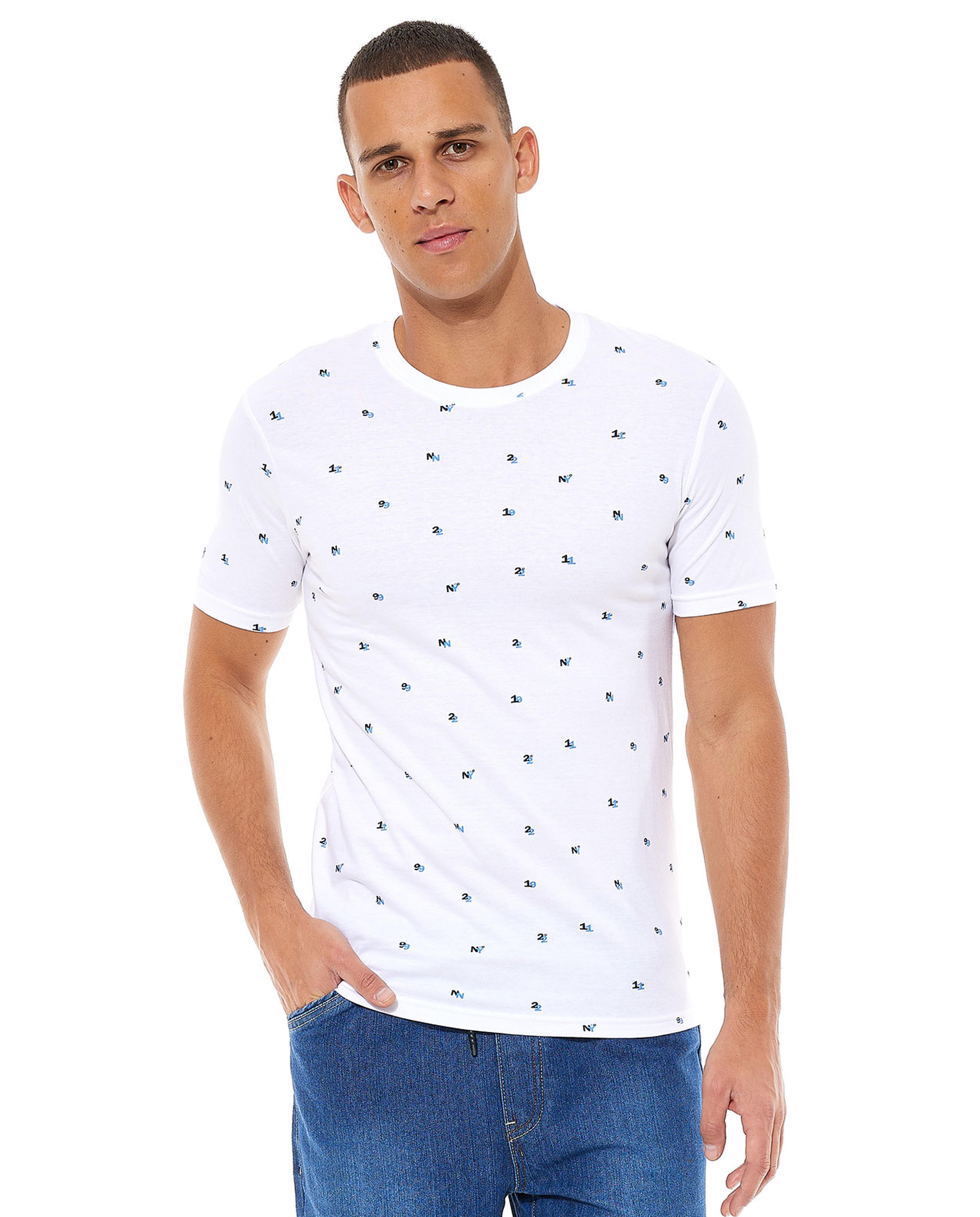 Printed T-Shirt with Crew Neck and Short Sleeves