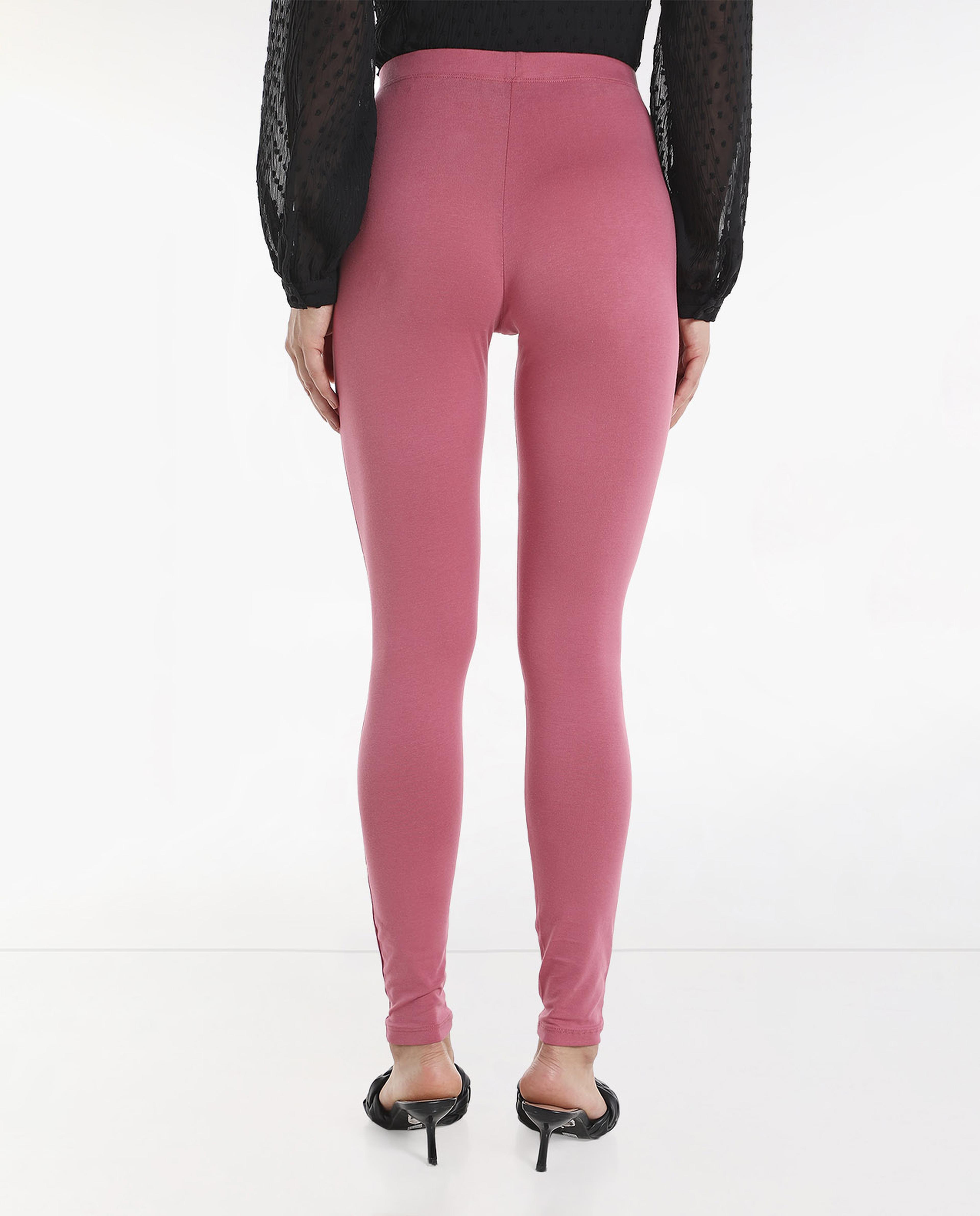 Solid High Rise Leggings with Slip-On Closure