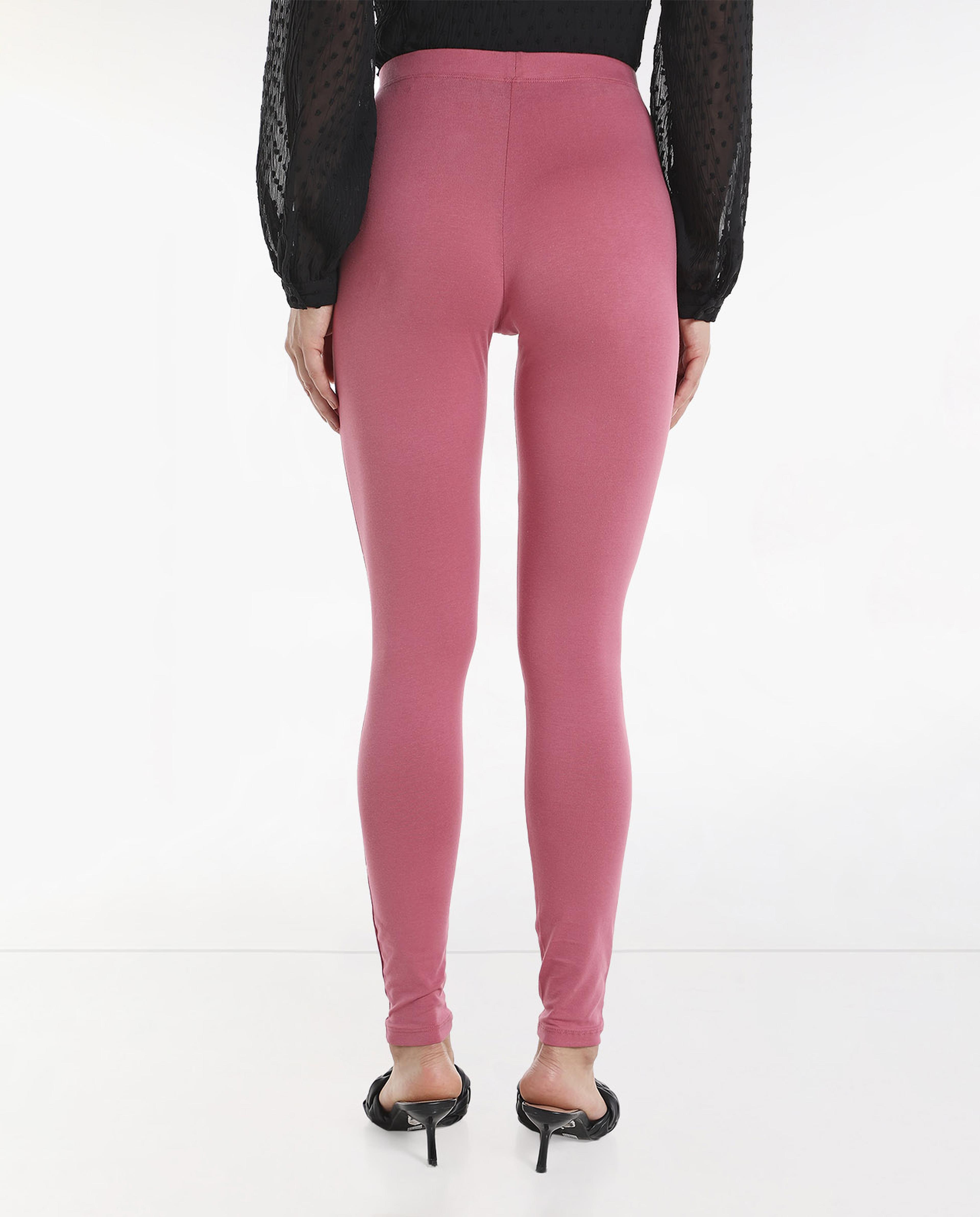 Solid High Rise Leggings with Slip-On Closure