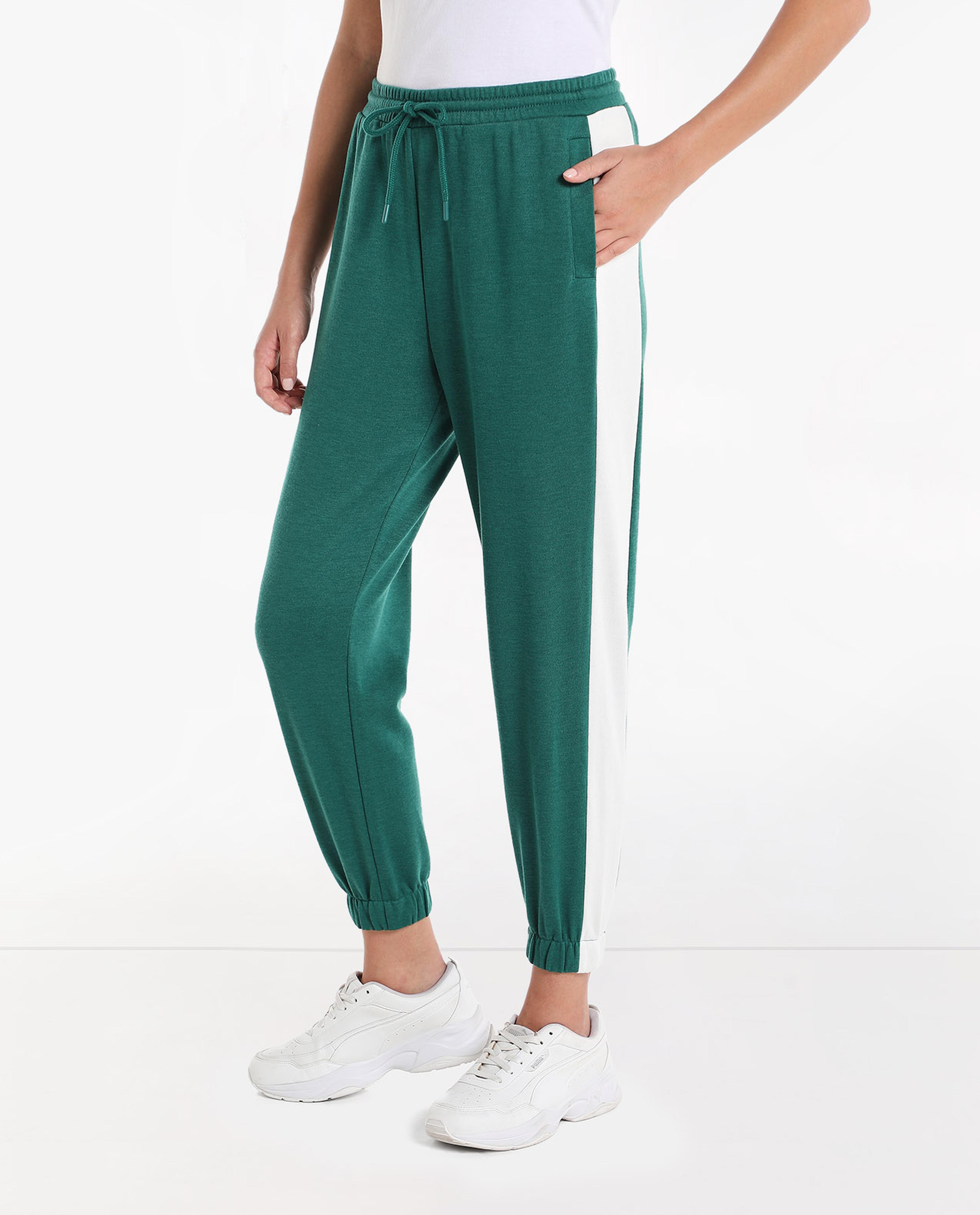 Solid Mid-Rise Joggers with Drawstring Closure