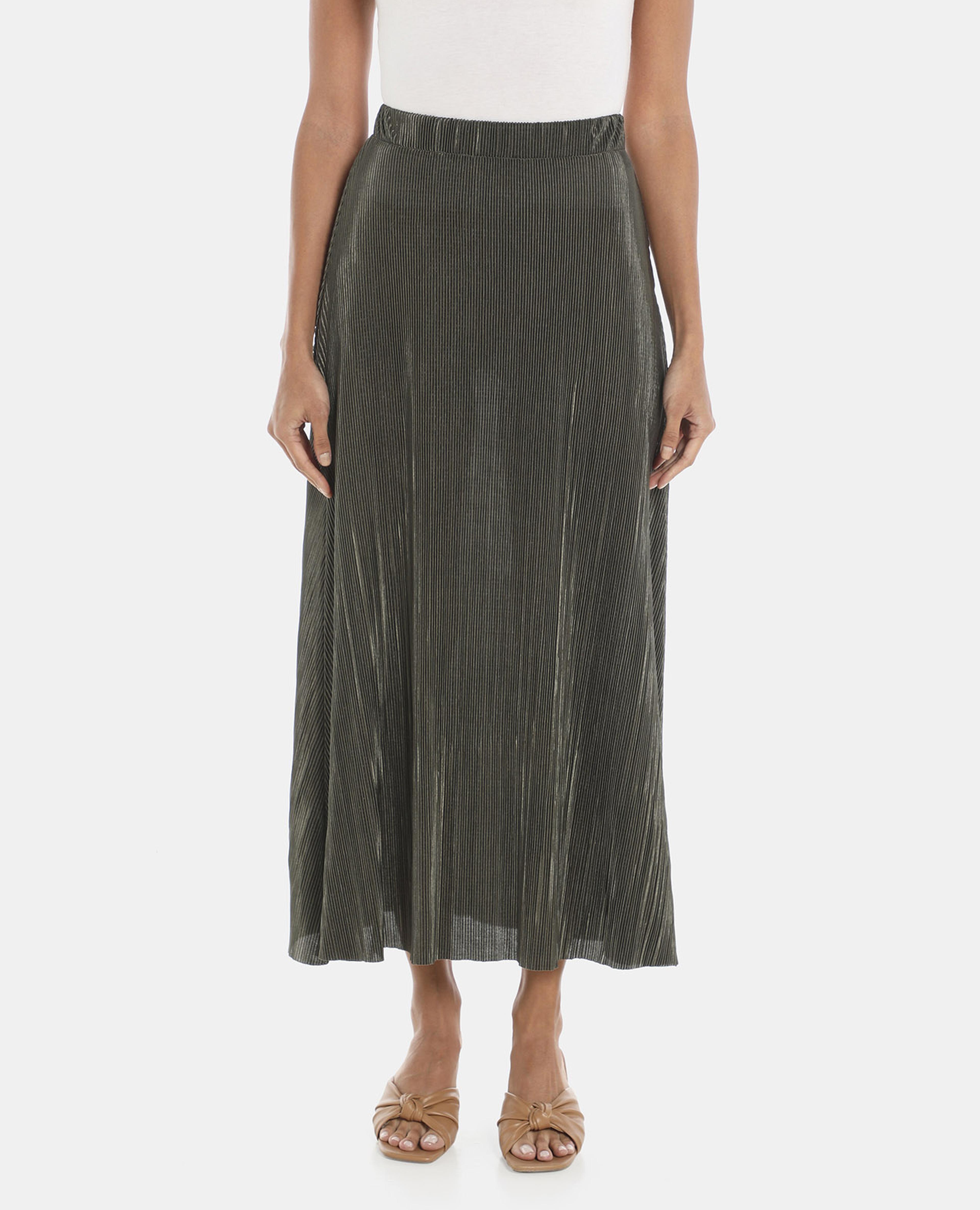 Green Pleated Skirt