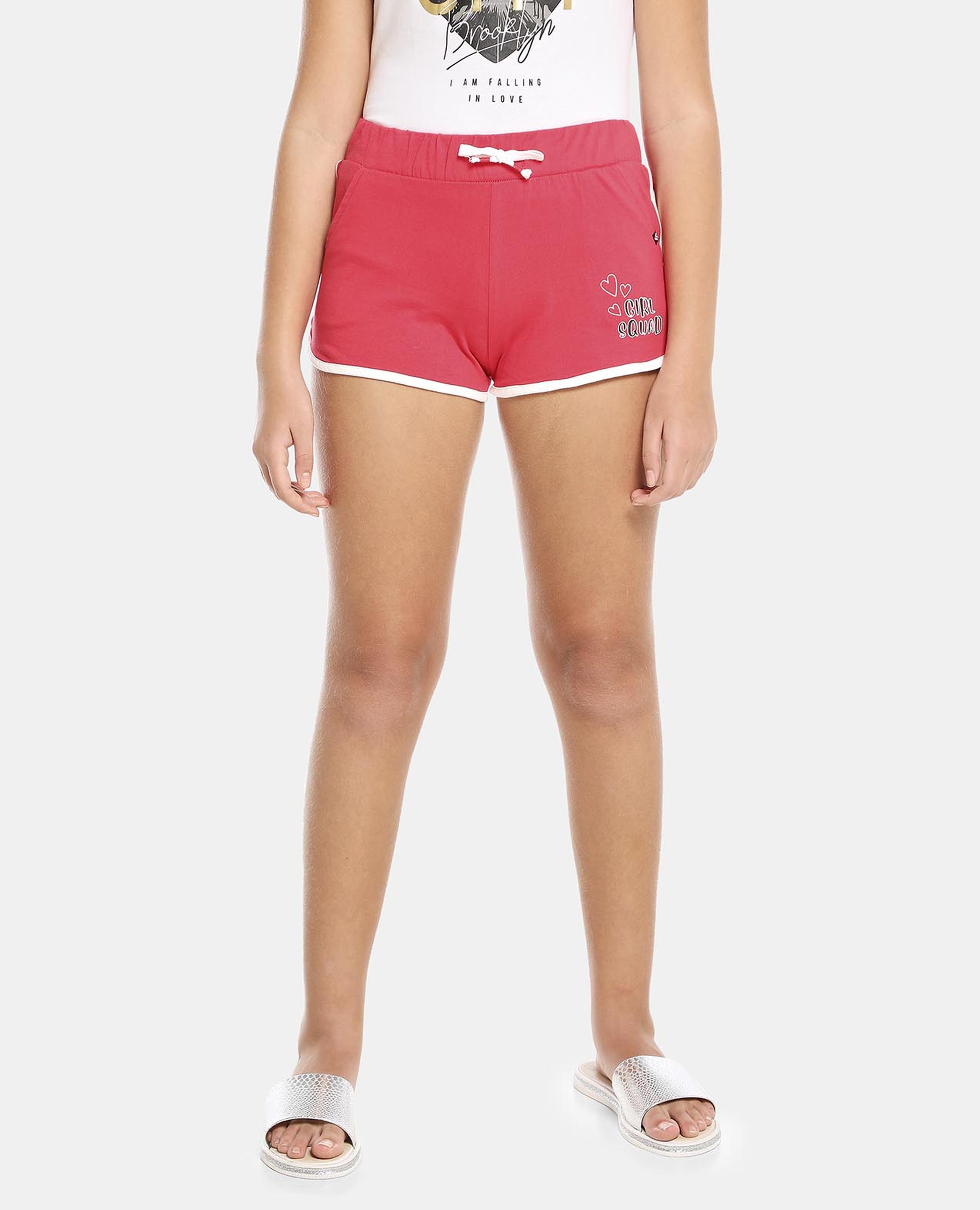 Orange Printed Casual Shorts