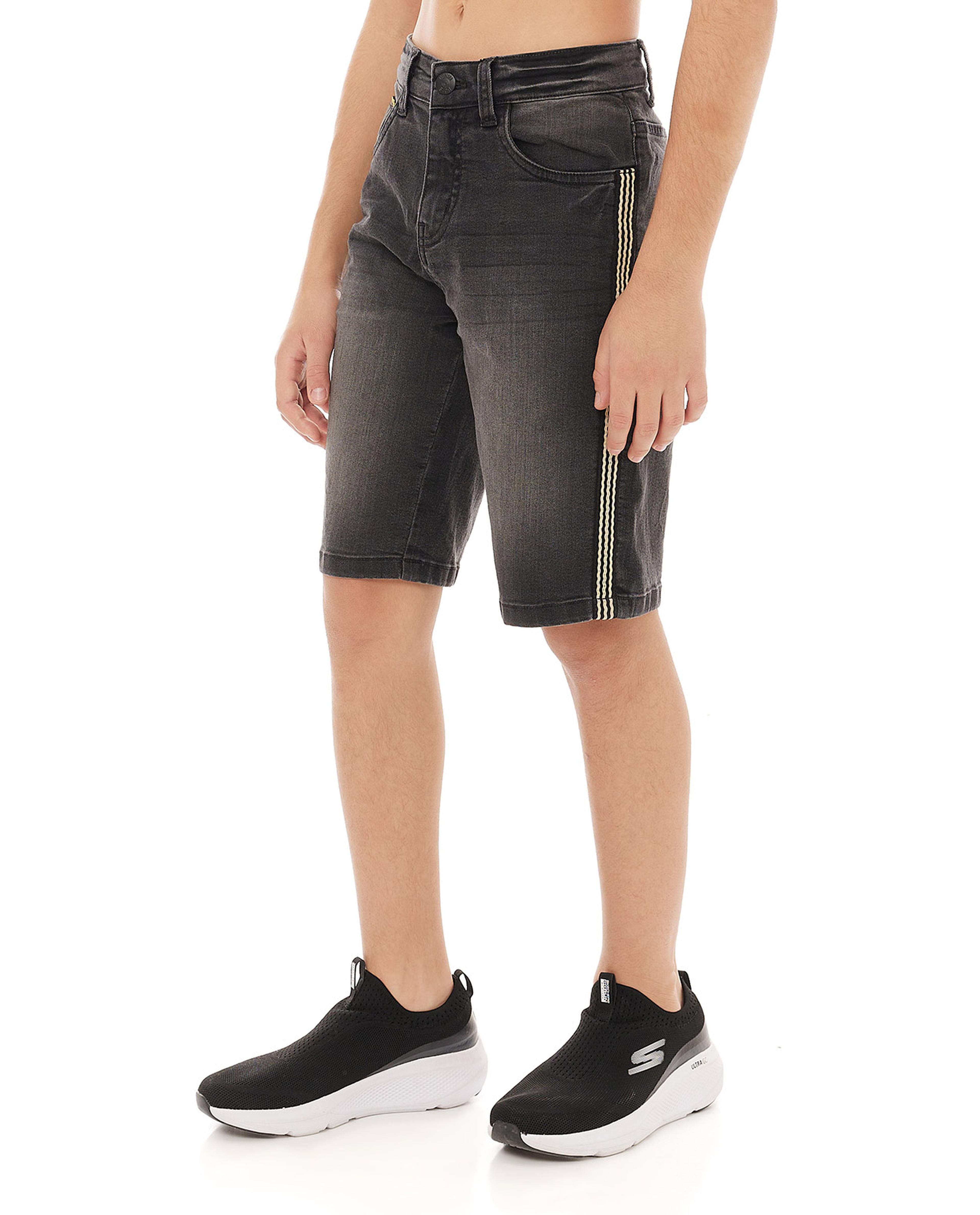 شورت دنيم سادة برباط