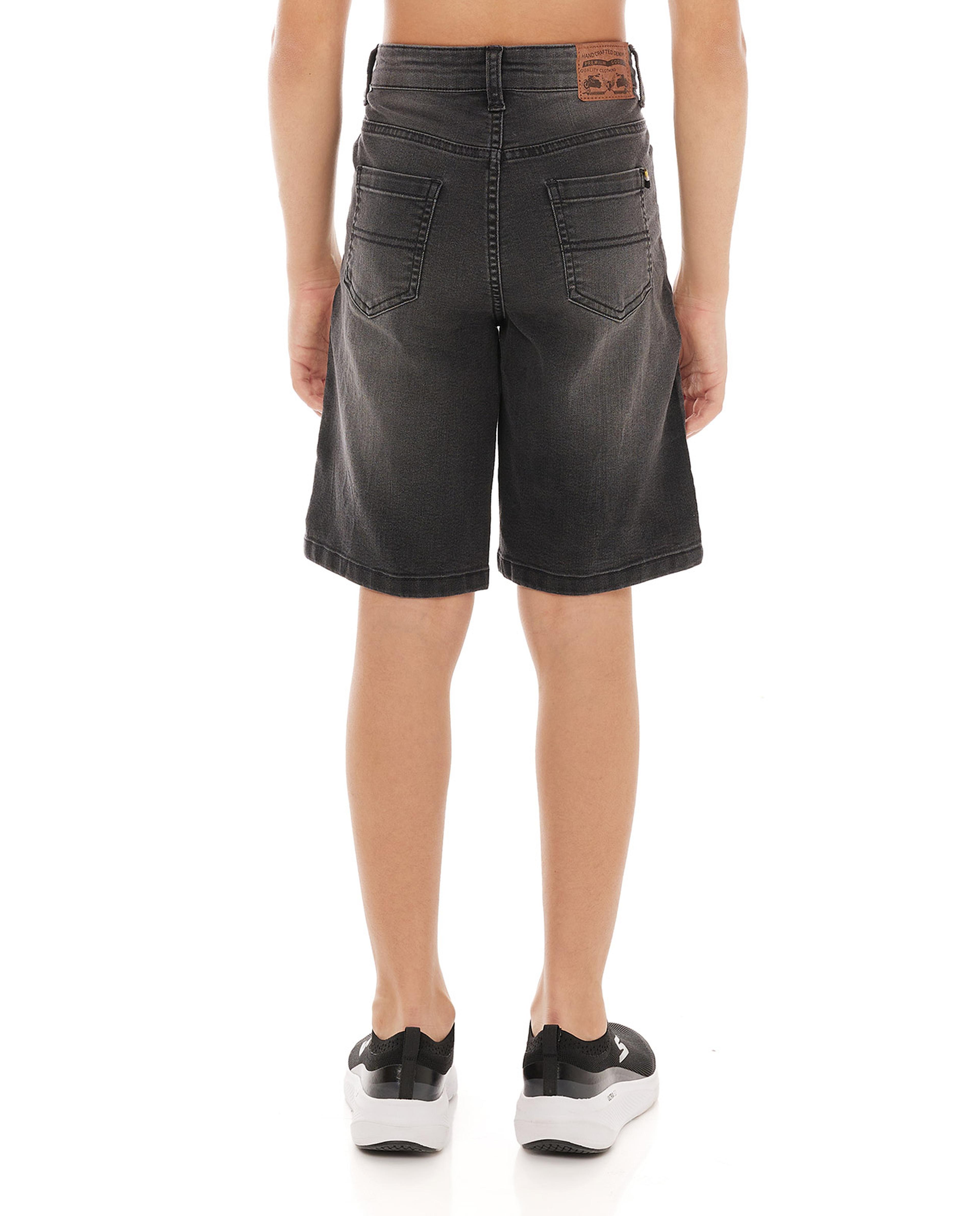 شورت دنيم سادة برباط