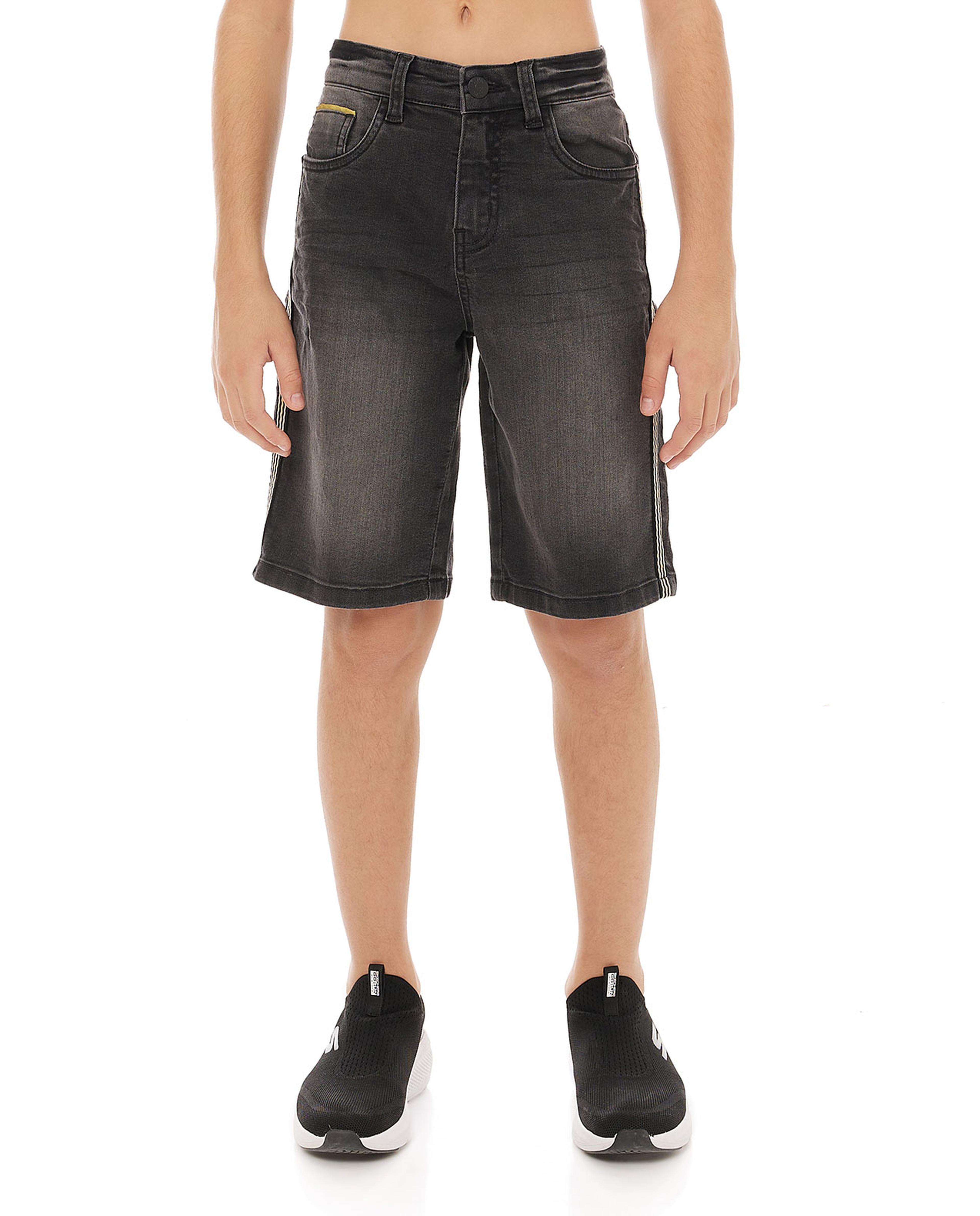 شورت دنيم سادة برباط