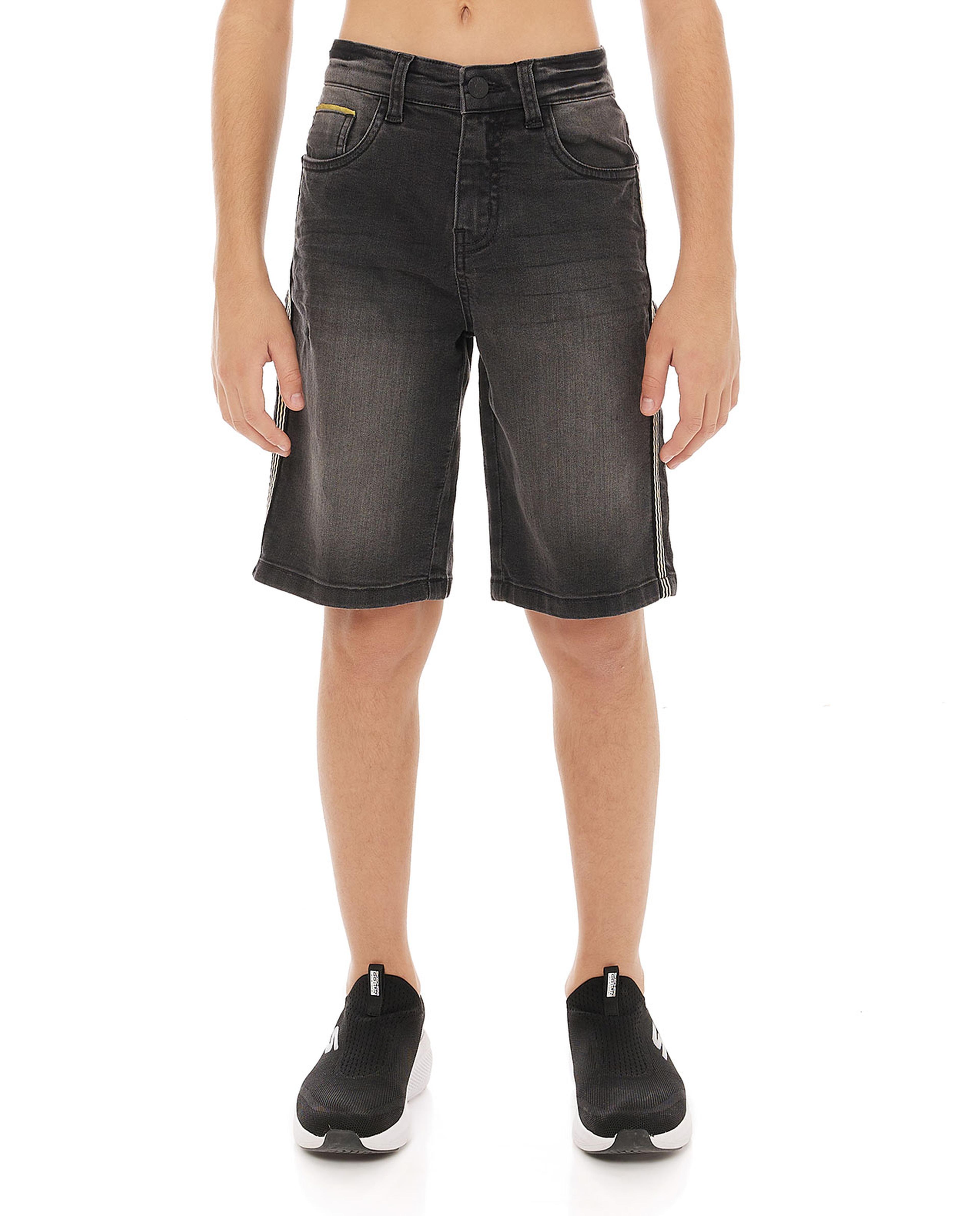 شورت دنيم سادة برباط