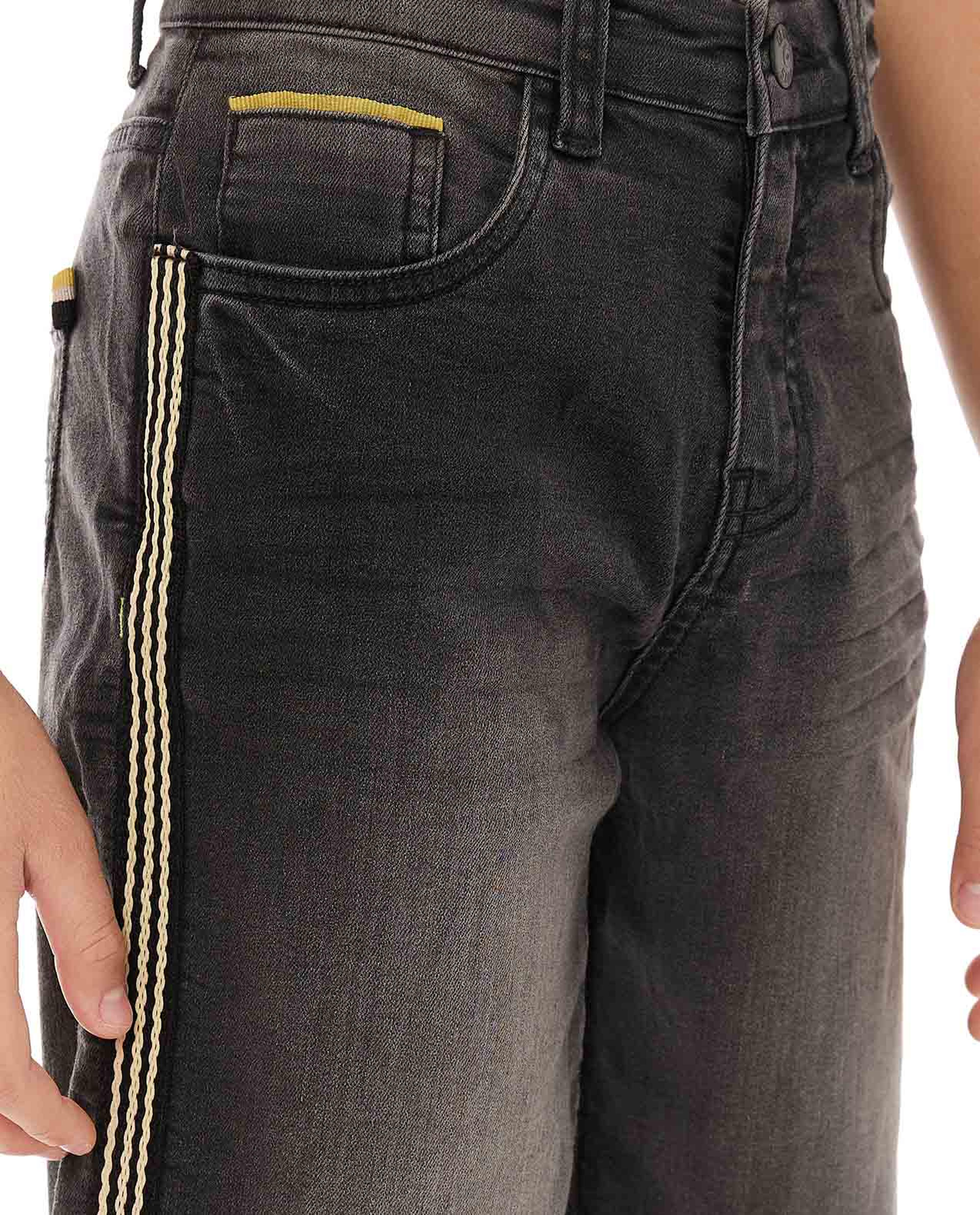 شورت دنيم سادة برباط