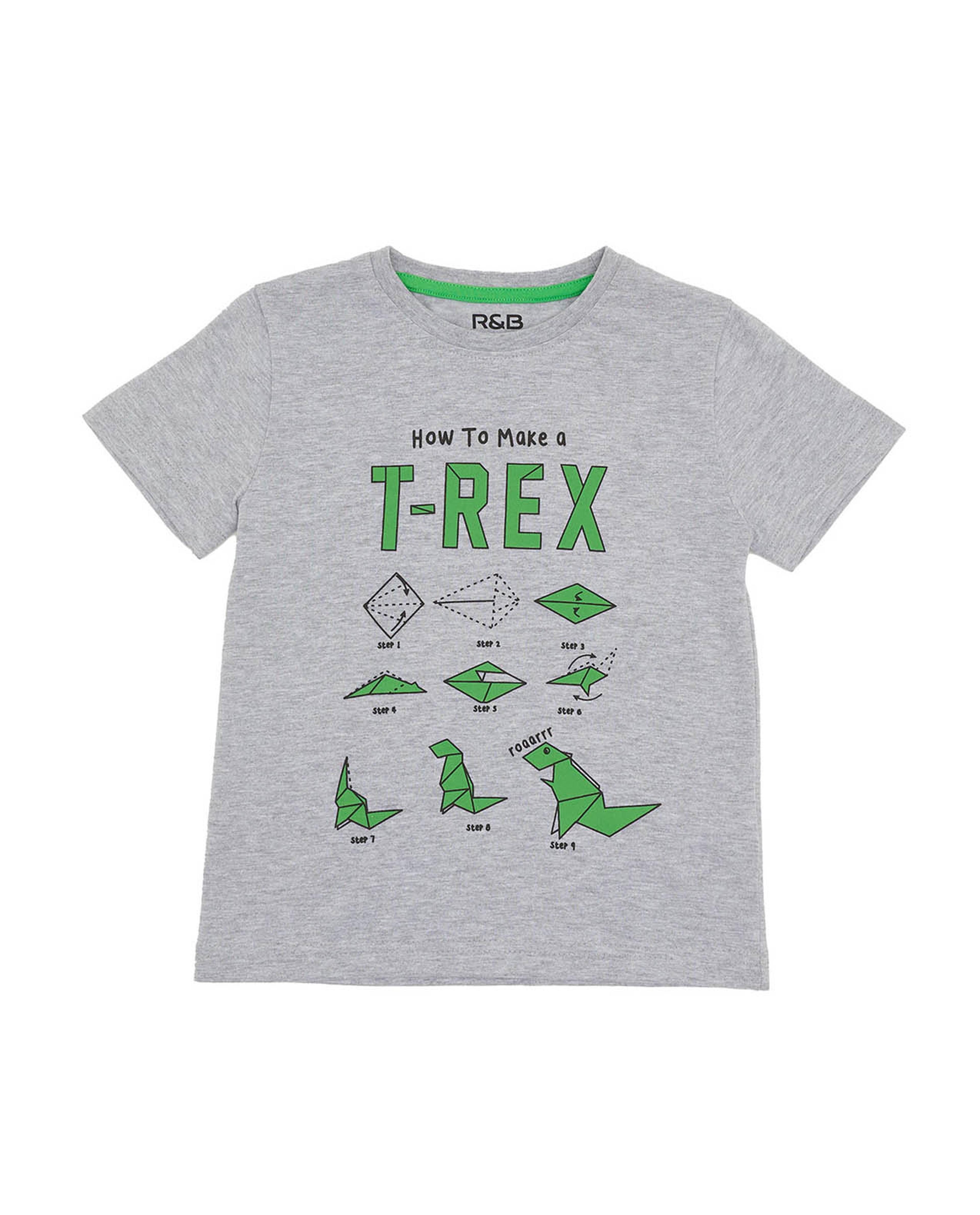 تيشيرت بياقة مستديرة وأكمام قصيرة وطبعة