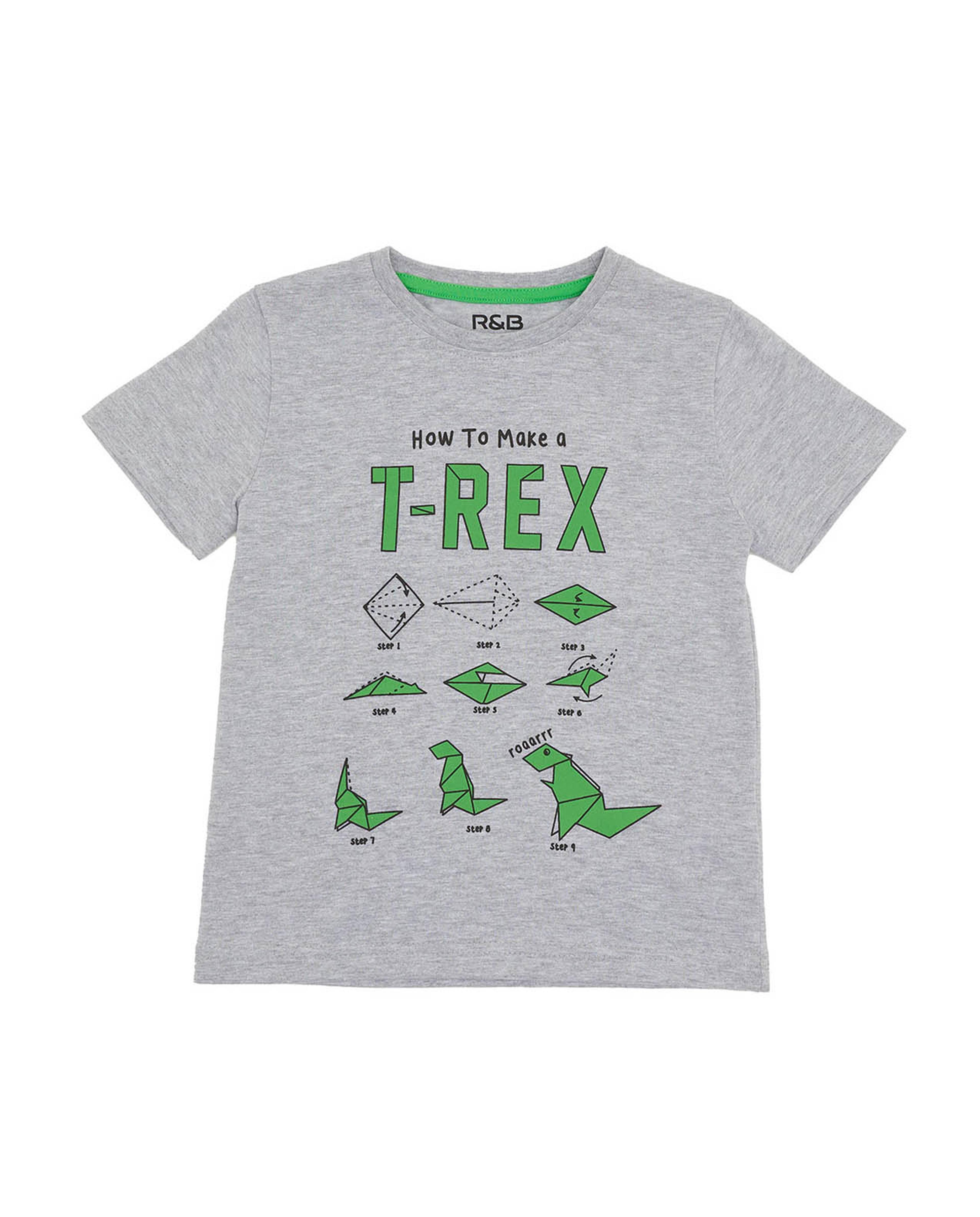 تيشيرت بياقة مستديرة وأكمام قصيرة وطبعة