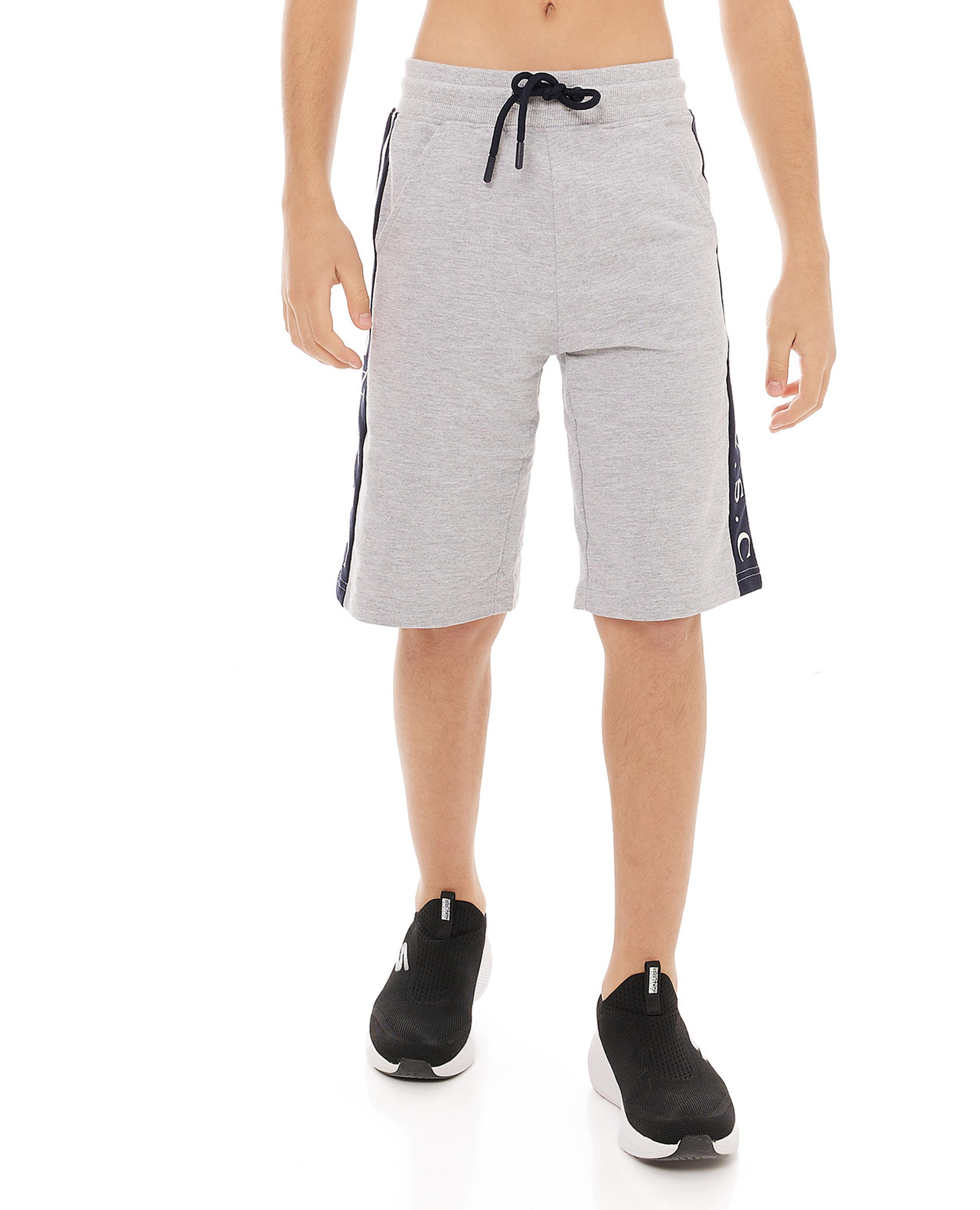 Contrast Stripe Detail Knitted Shorts with Drawstring Waist