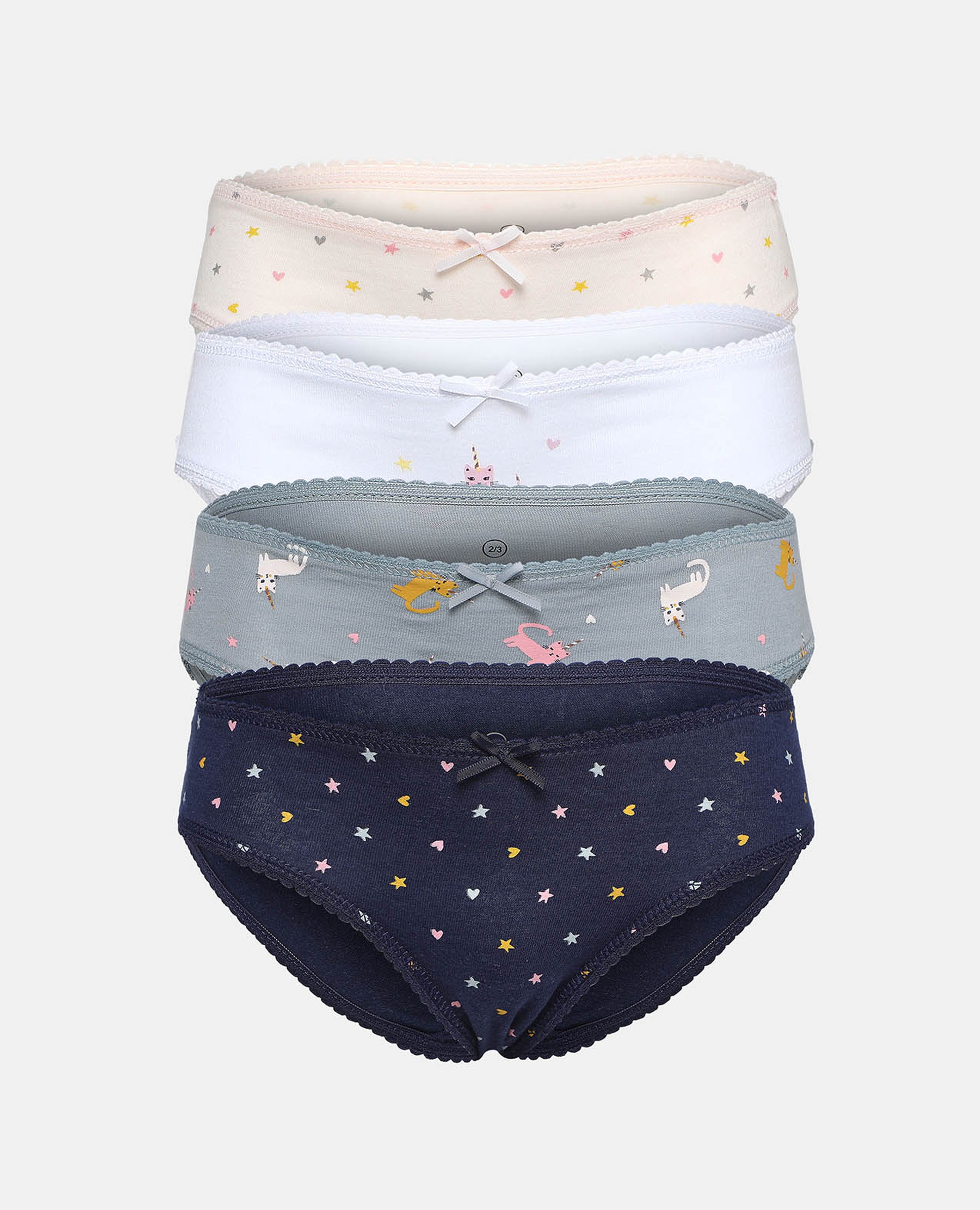 Pack of 4 Printed Briefs with Bow