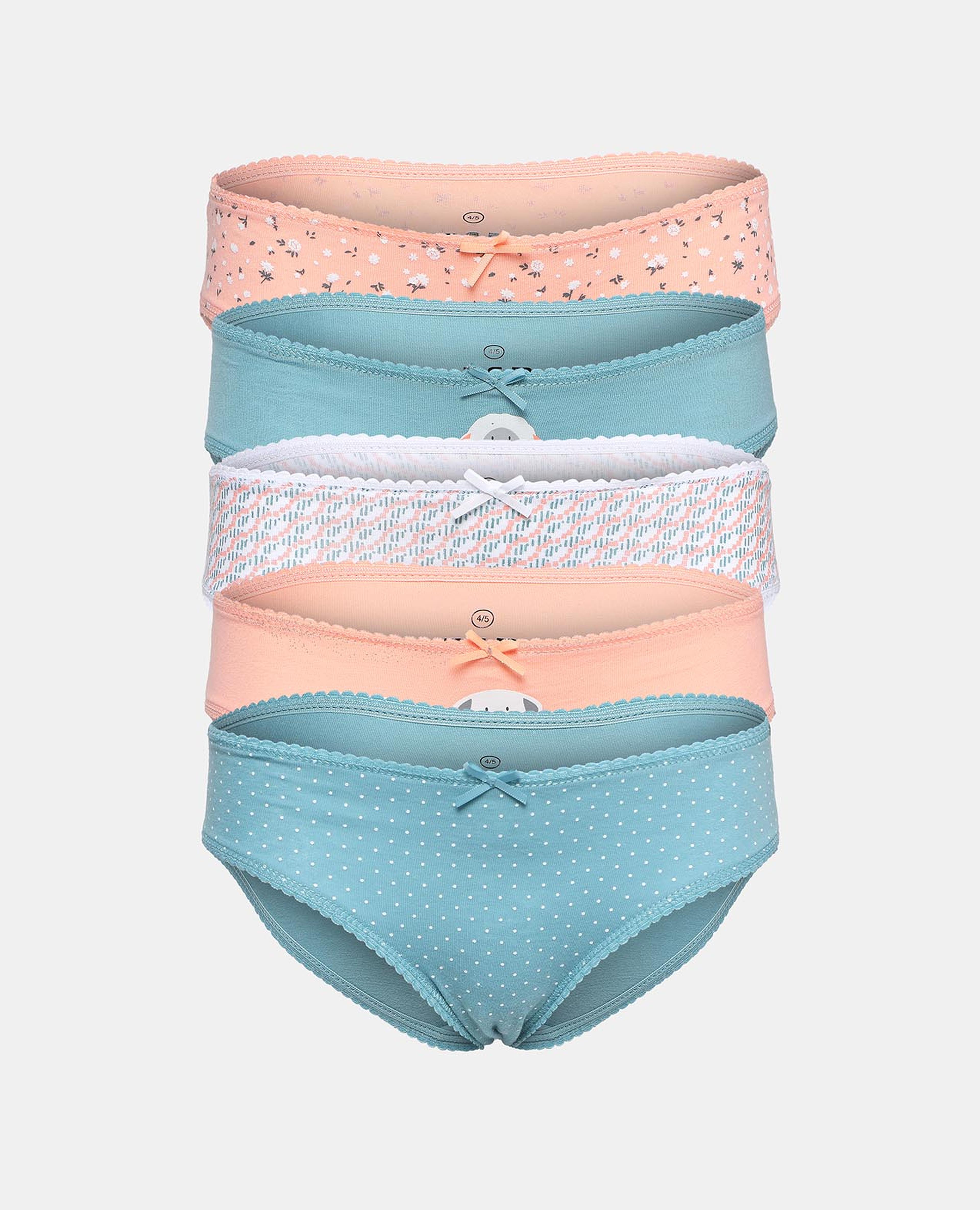 Pack of 5 Printed Briefs with Bow
