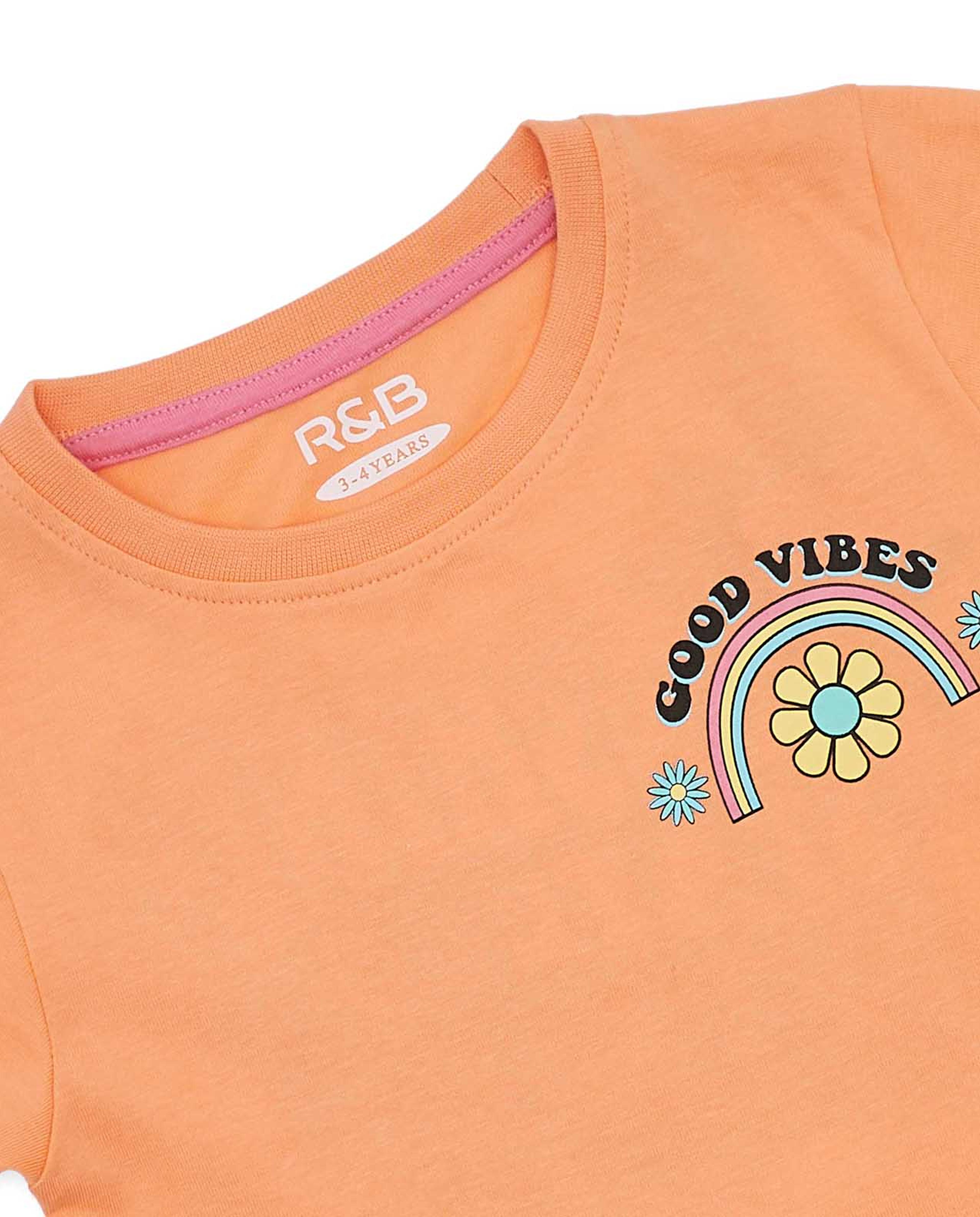 Print Detail T-Shirt with Crew Neck and Short Sleeves