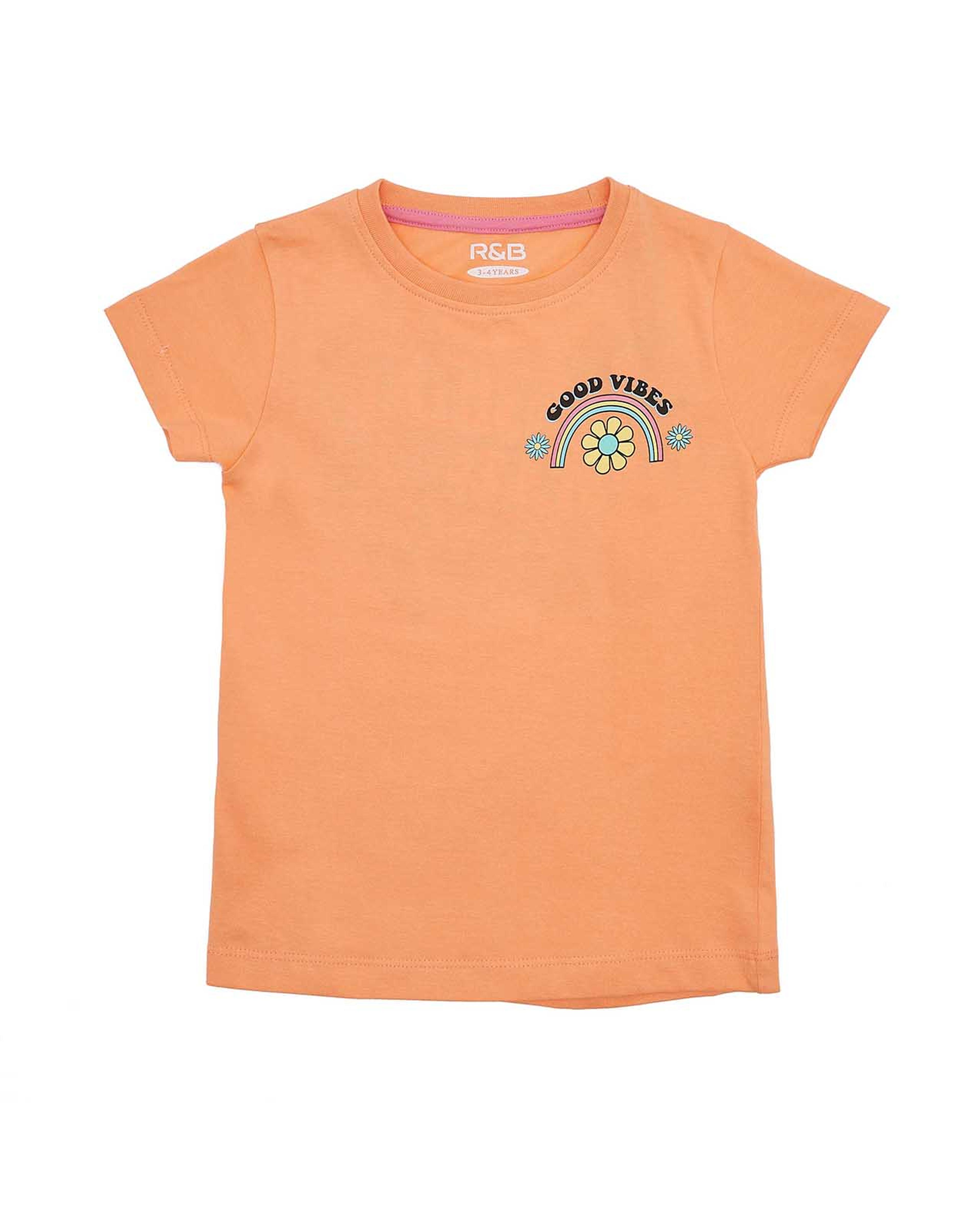 Print Detail T-Shirt with Crew Neck and Short Sleeves