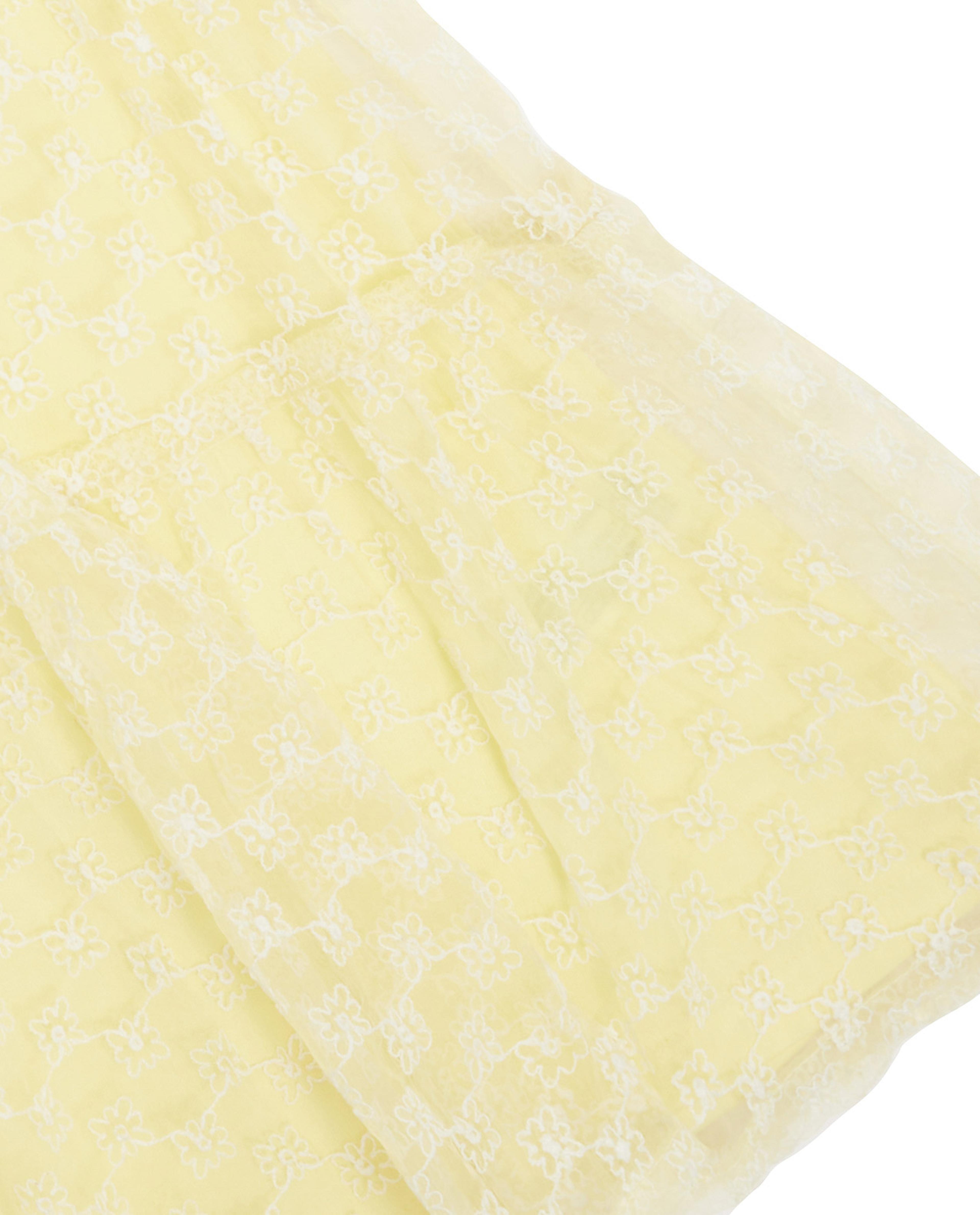 فستان مطرز بياقة دائرية وأكمام كاب