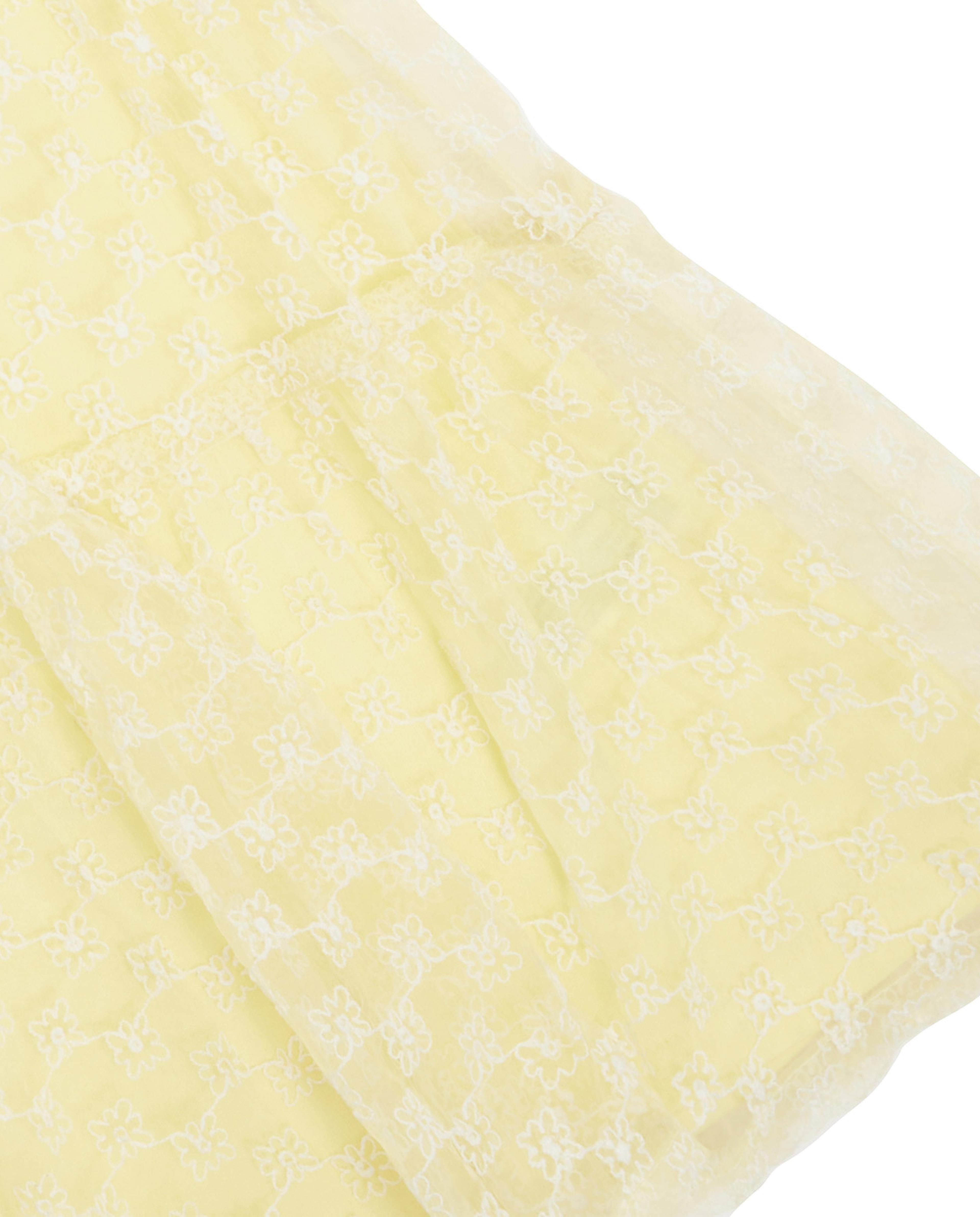 فستان مطرز بياقة دائرية وأكمام كاب