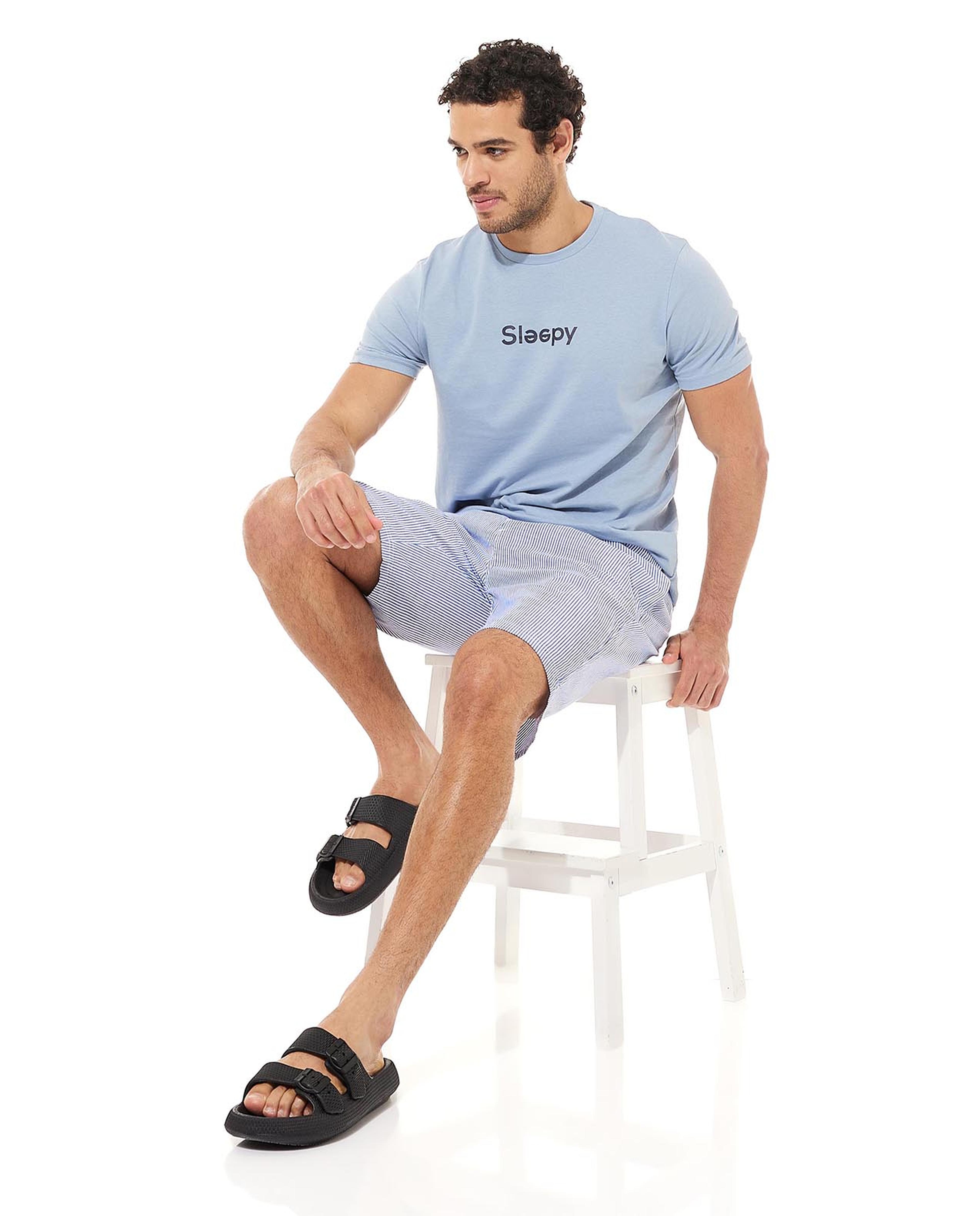 شورت  مخطط بخصر ربط