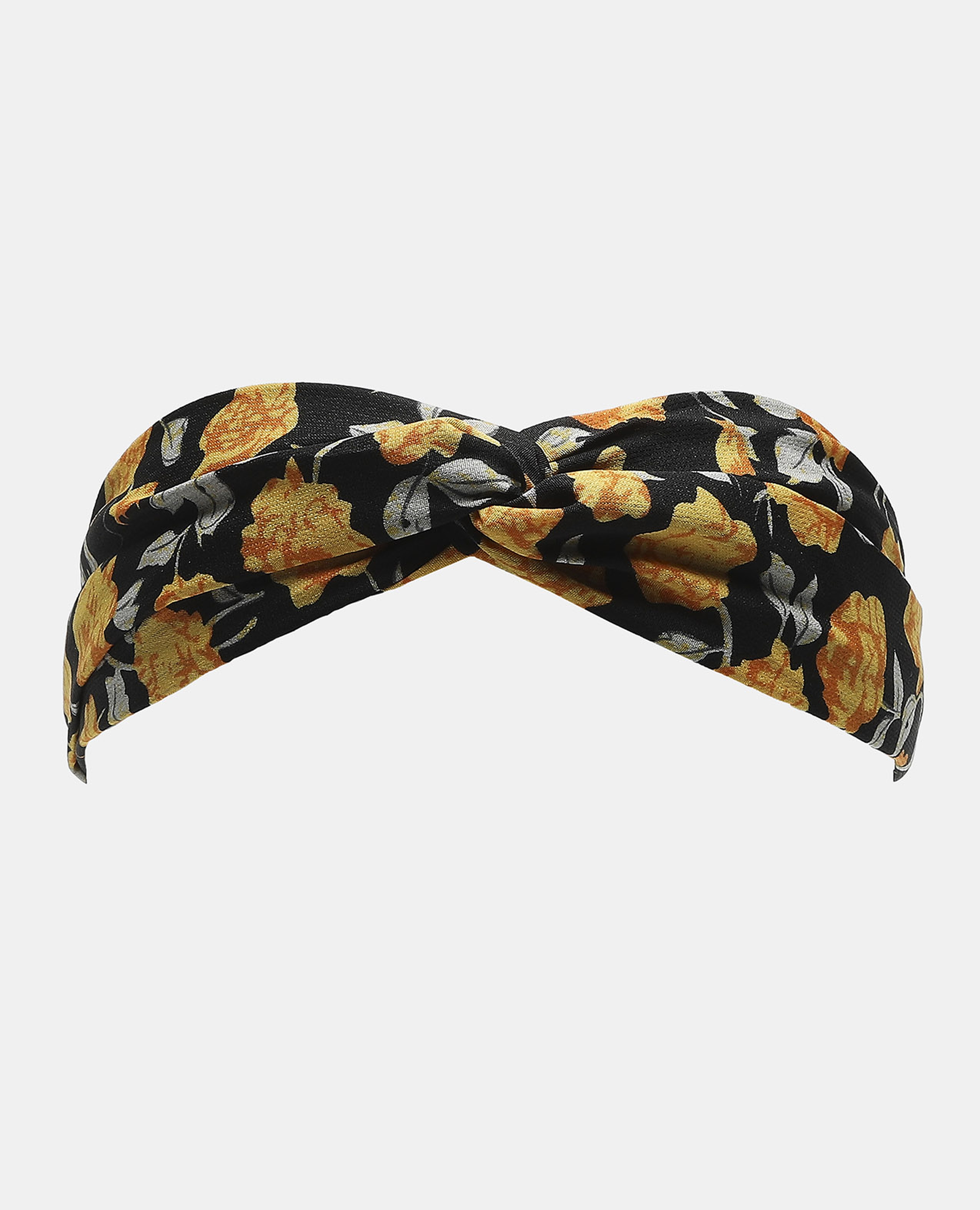 ربطة شعر سوداء بعقدة ملفوفة وطبعة من آر أند بي