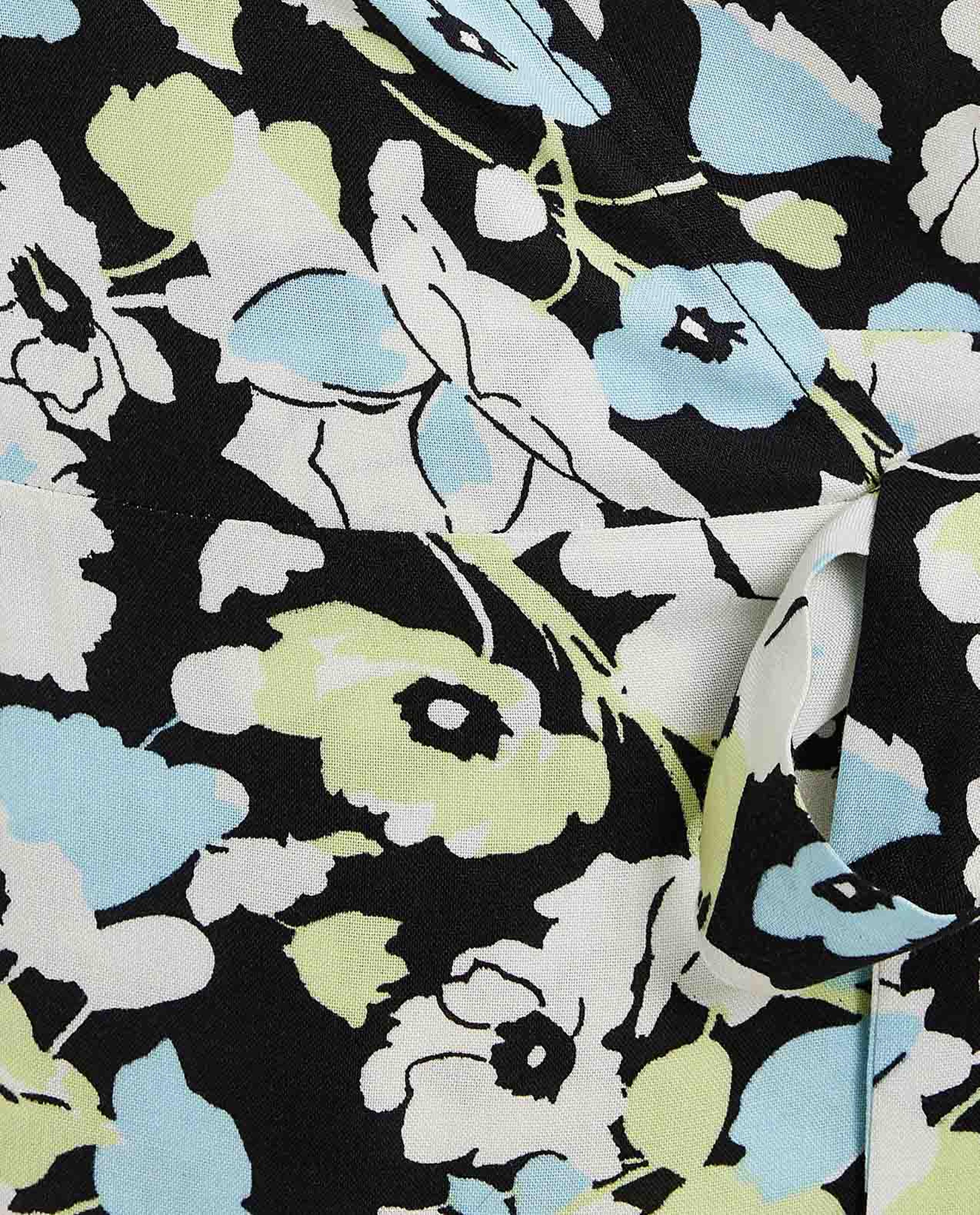 Printed Midi Dress with V-Neck and Flared Sleeves