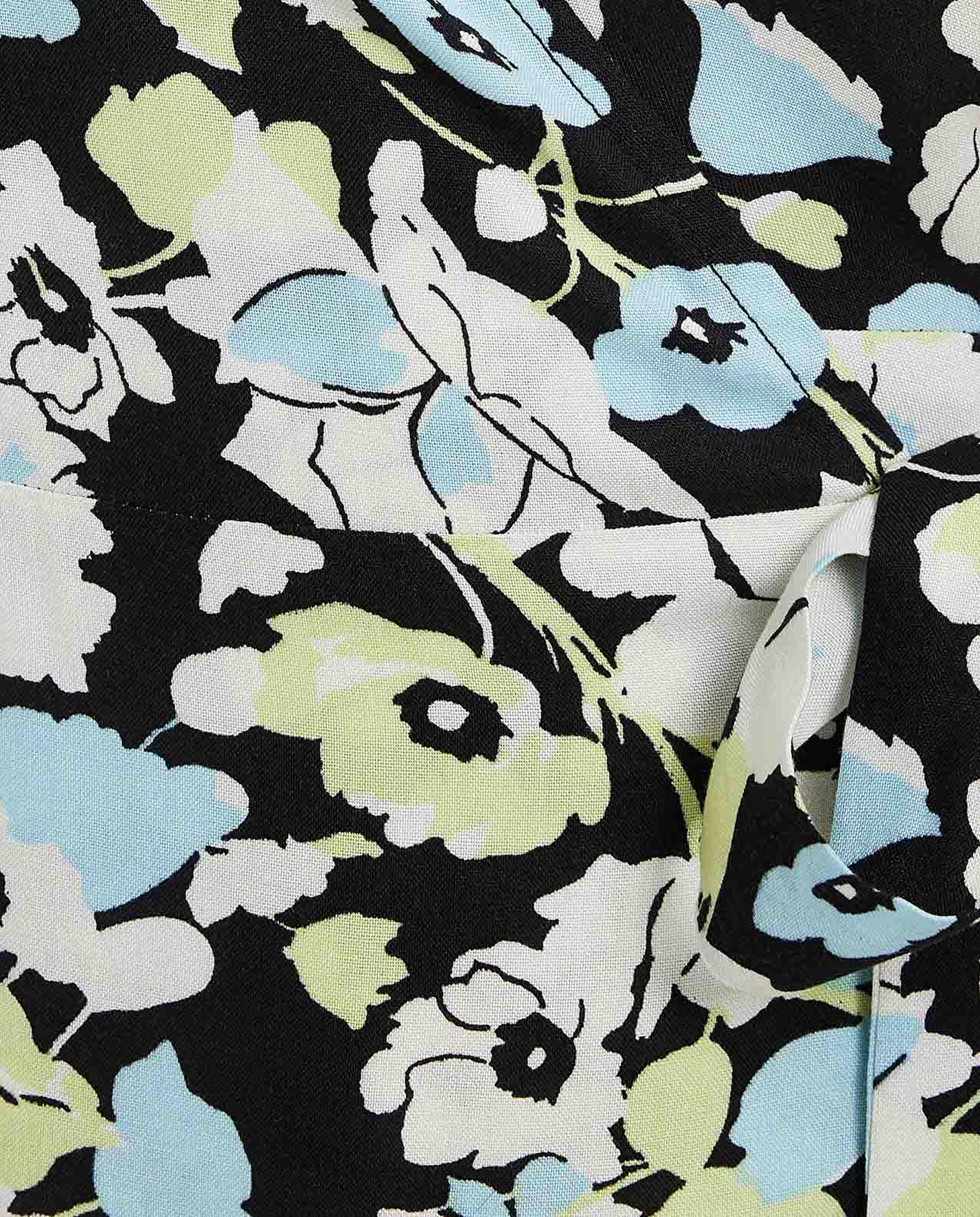 Printed Midi Dress with V-Neck and Flared Sleeves