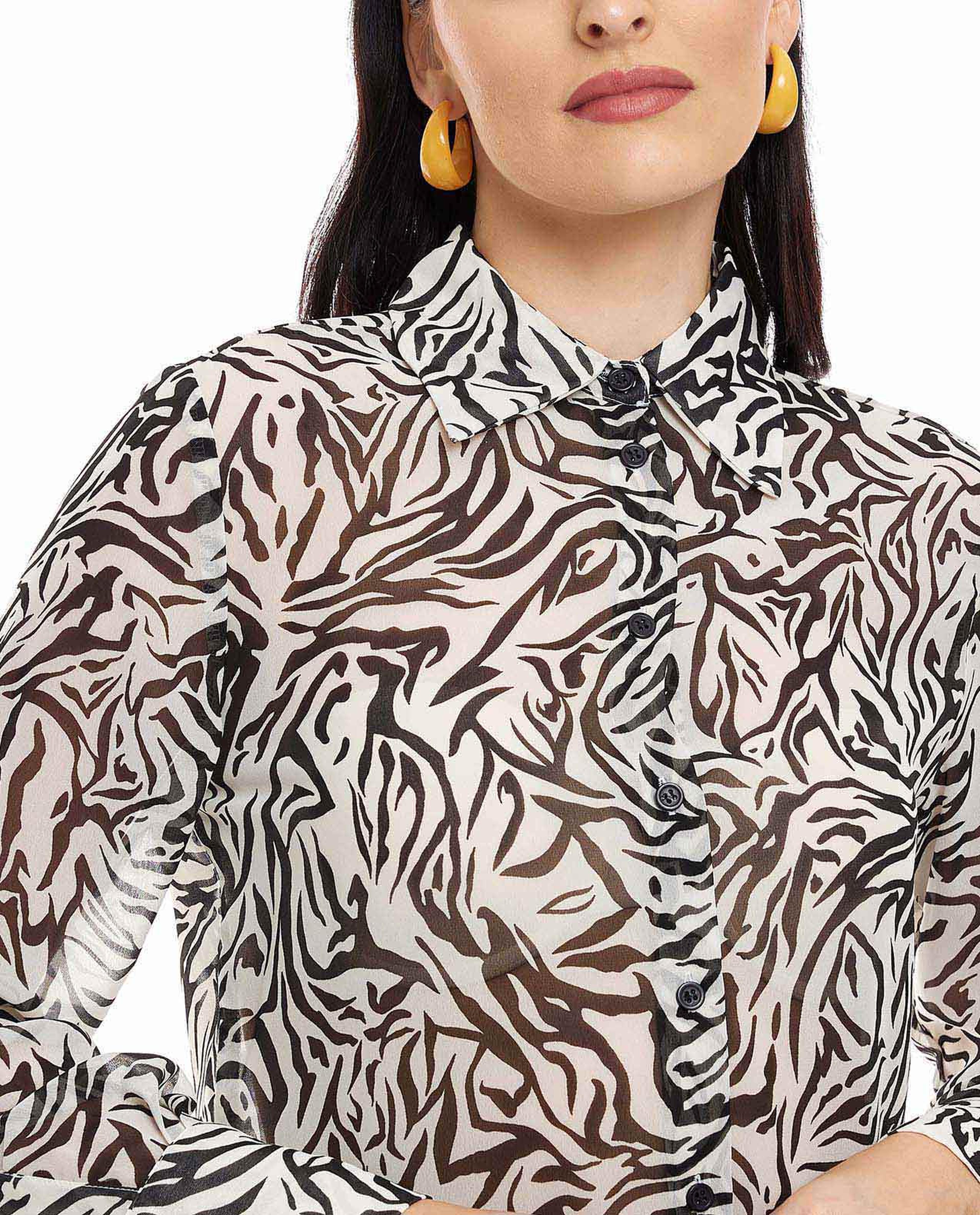 Printed Shirt with Classic Collar and Long Sleeves