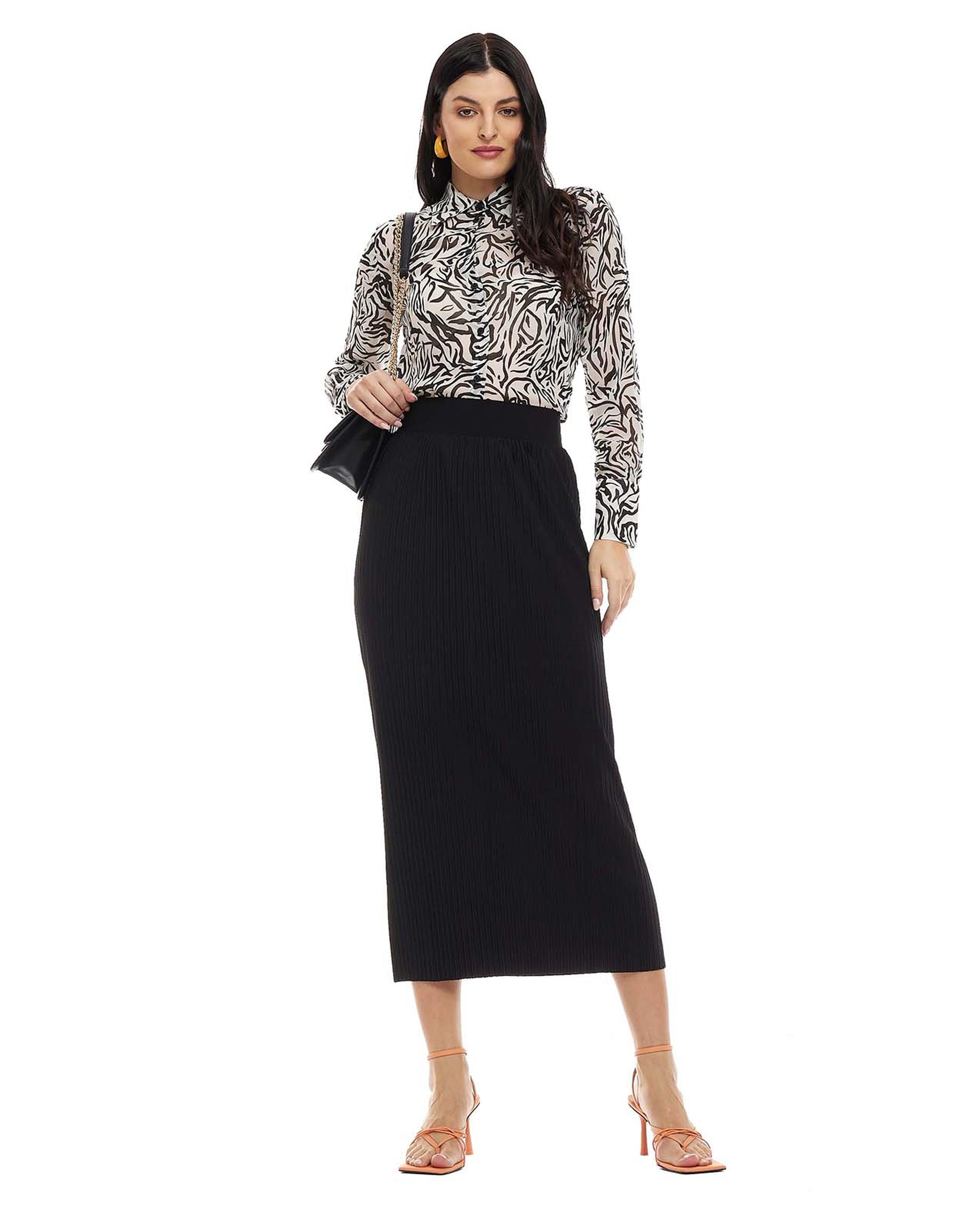 Printed Shirt with Classic Collar and Long Sleeves