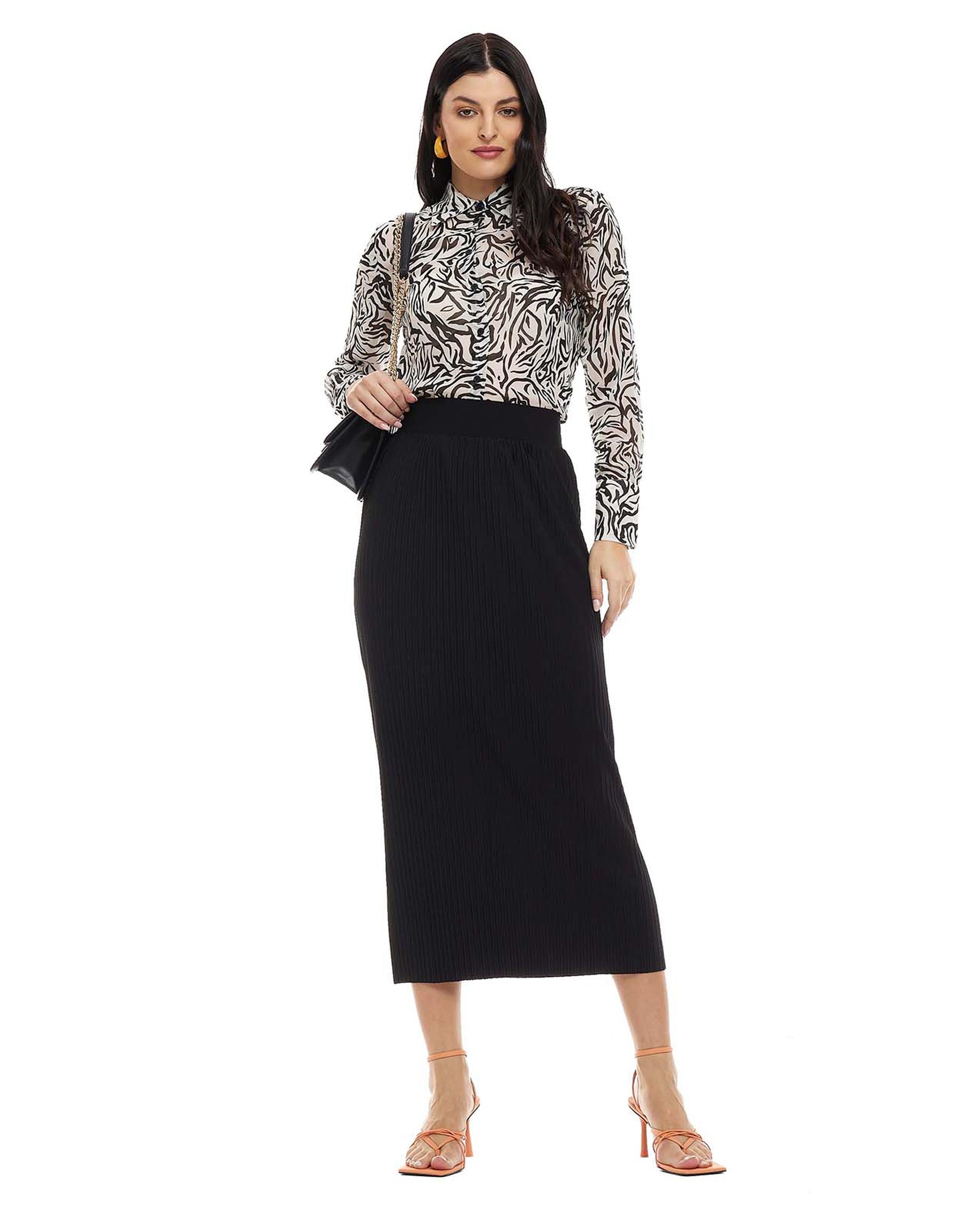 Printed Shirt with Classic Collar and Long Sleeves