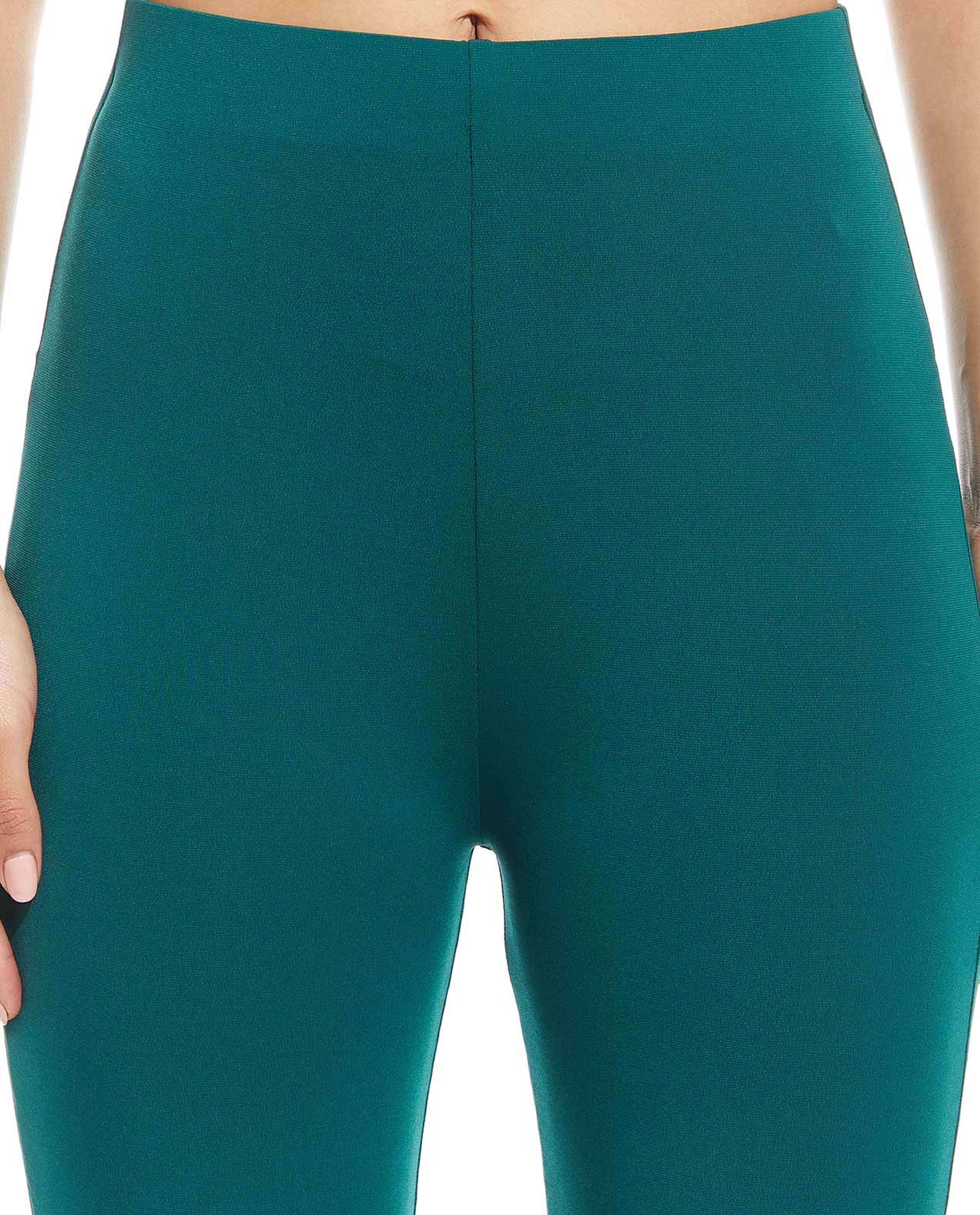 Solid Flared Leg Pants with Elastic Waistband