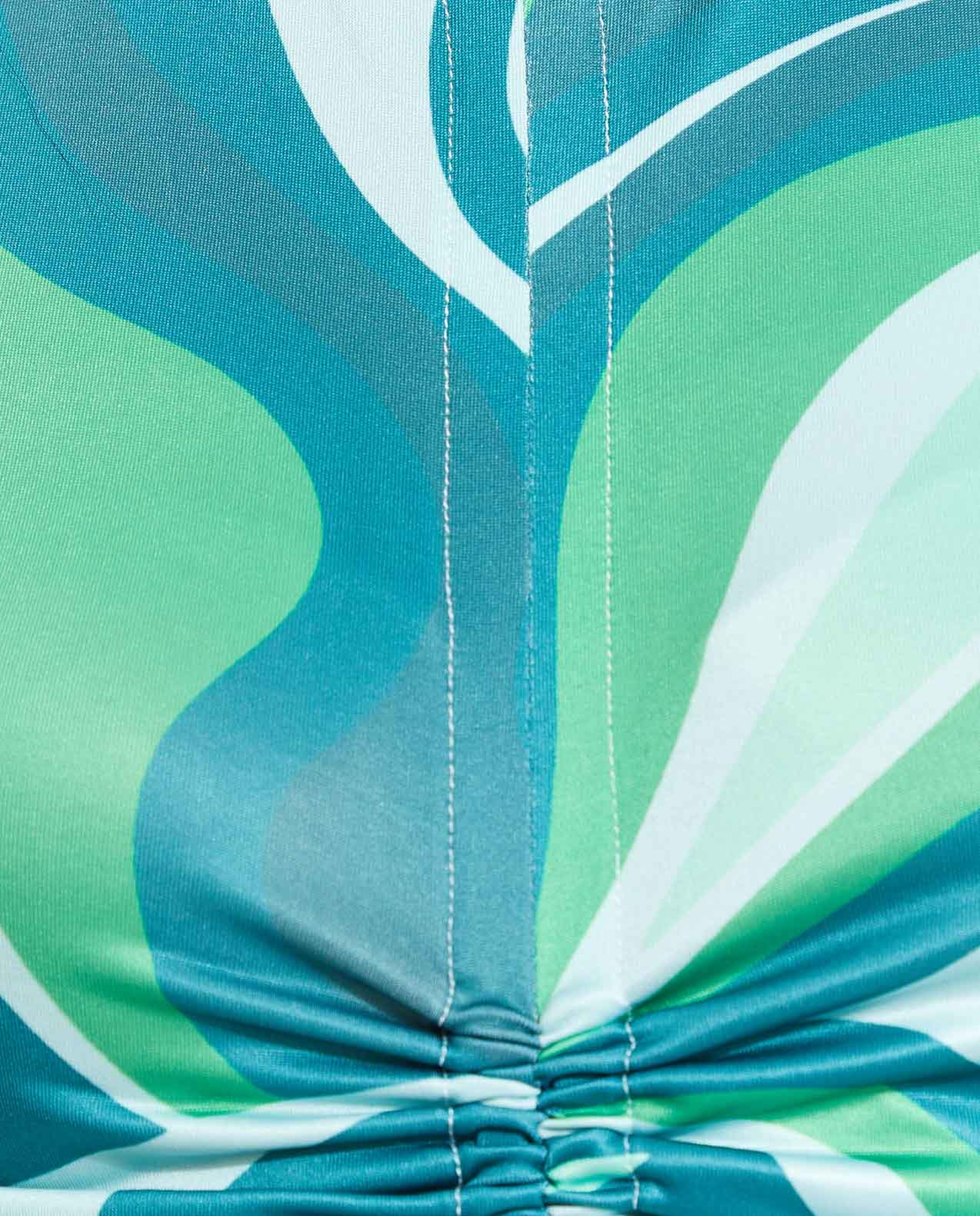 Printed Top with Mock Neck and Drawstring Front