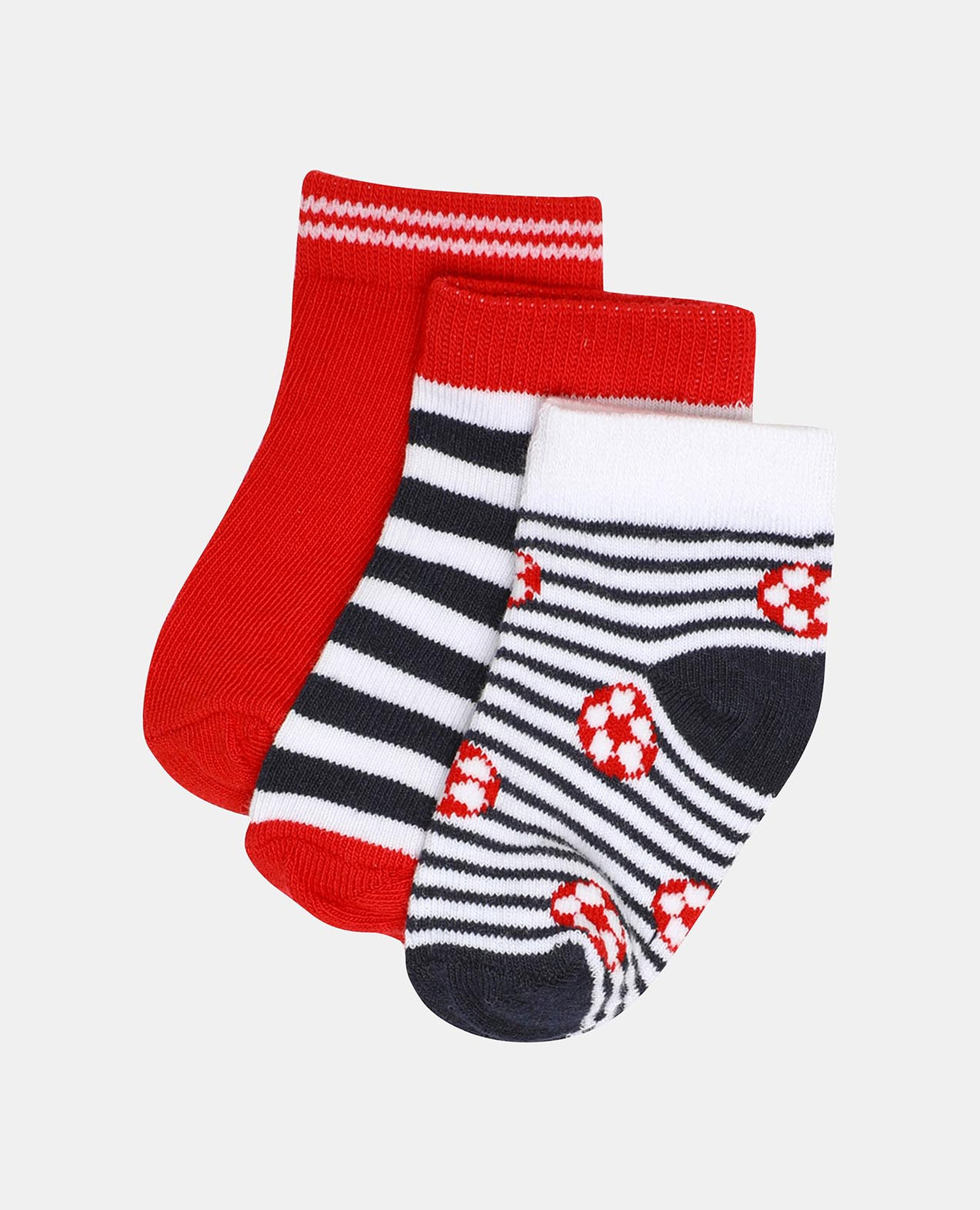 مجموعة من 3 جوارب للكاحل متعددة الألوان