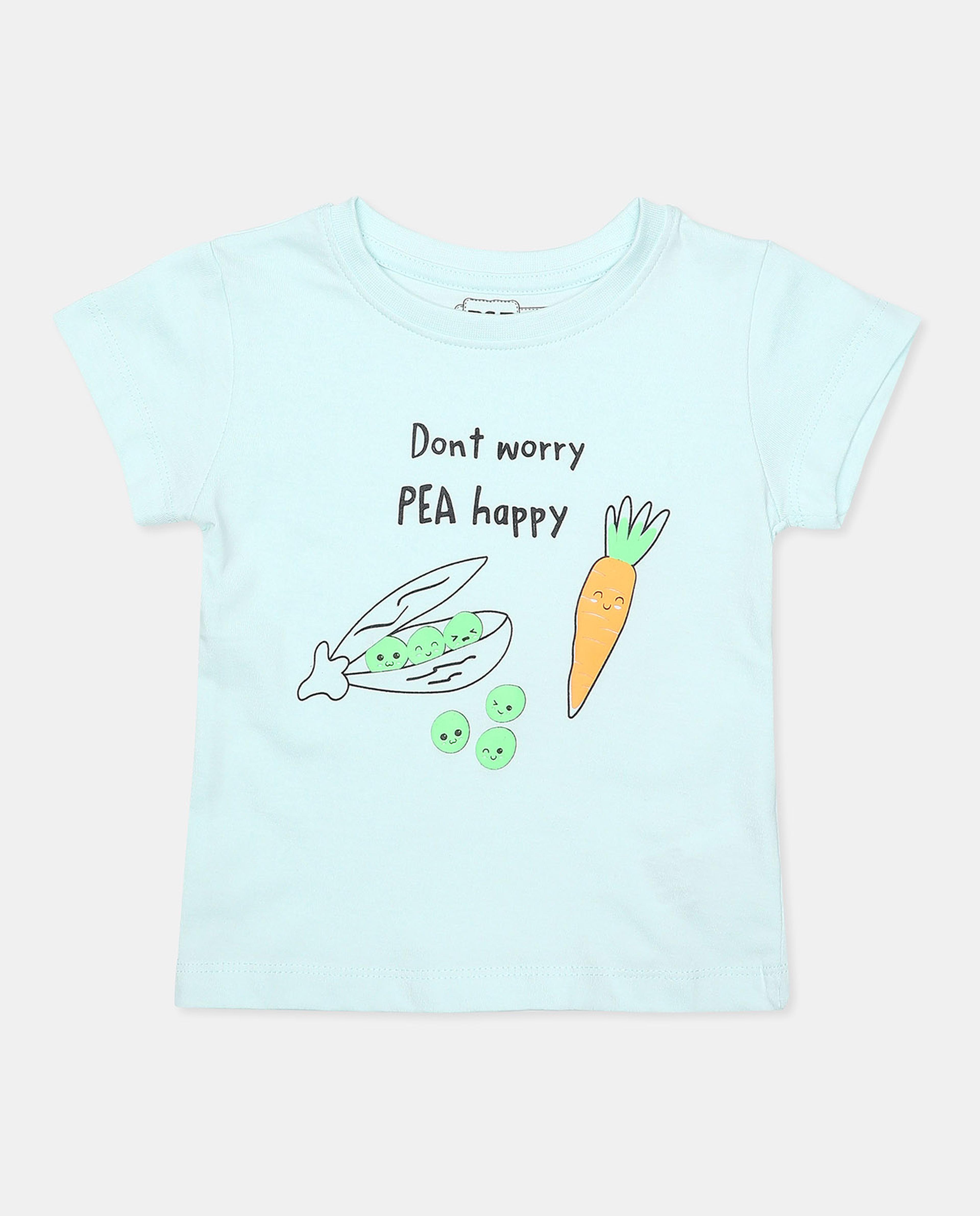 تيشيرت بياقة مستديرة وأكمام قصيرة وطبعة