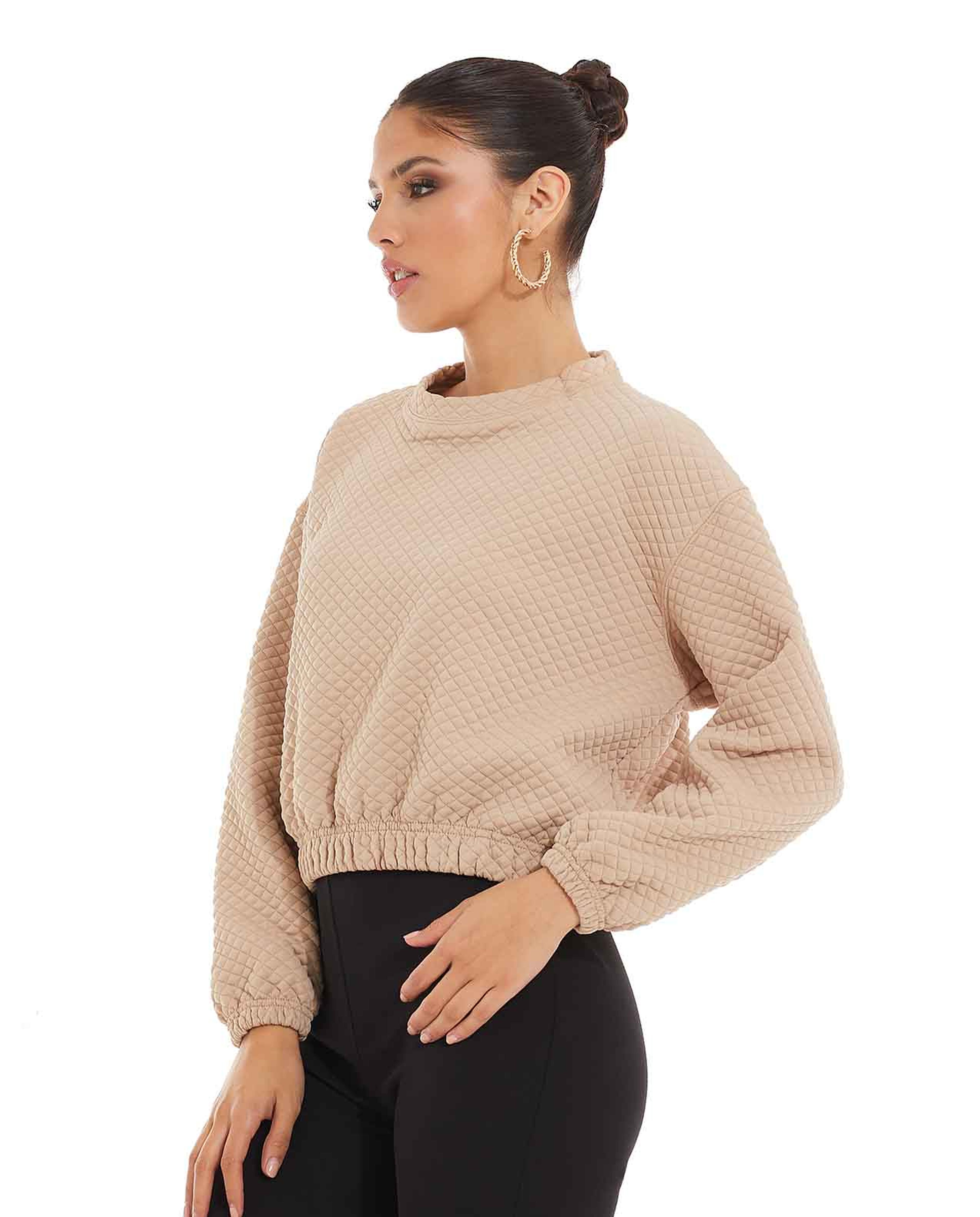 سويتشيرت مبطن بياقة مستديرة