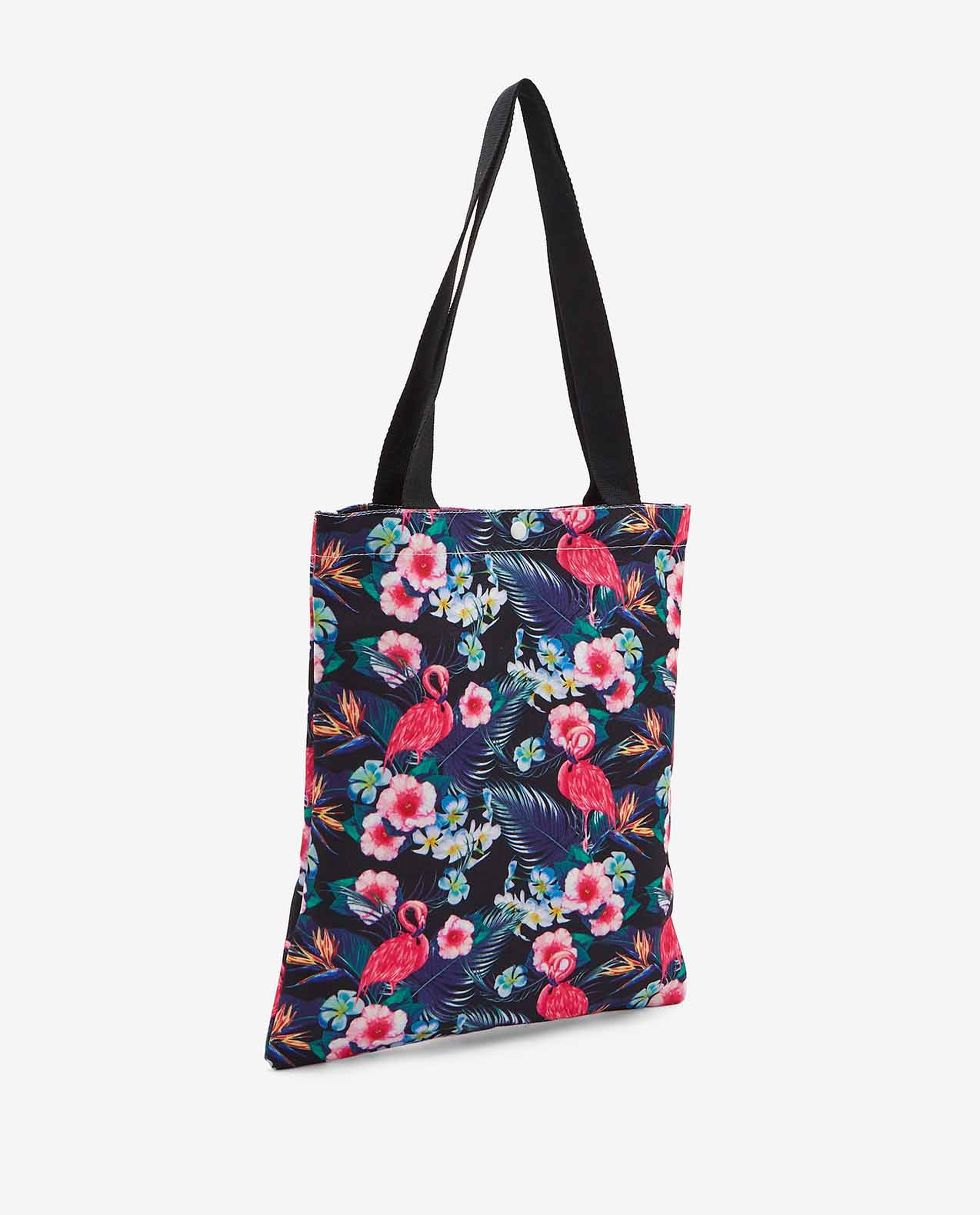 حقيبة كتف قماش بطبعة