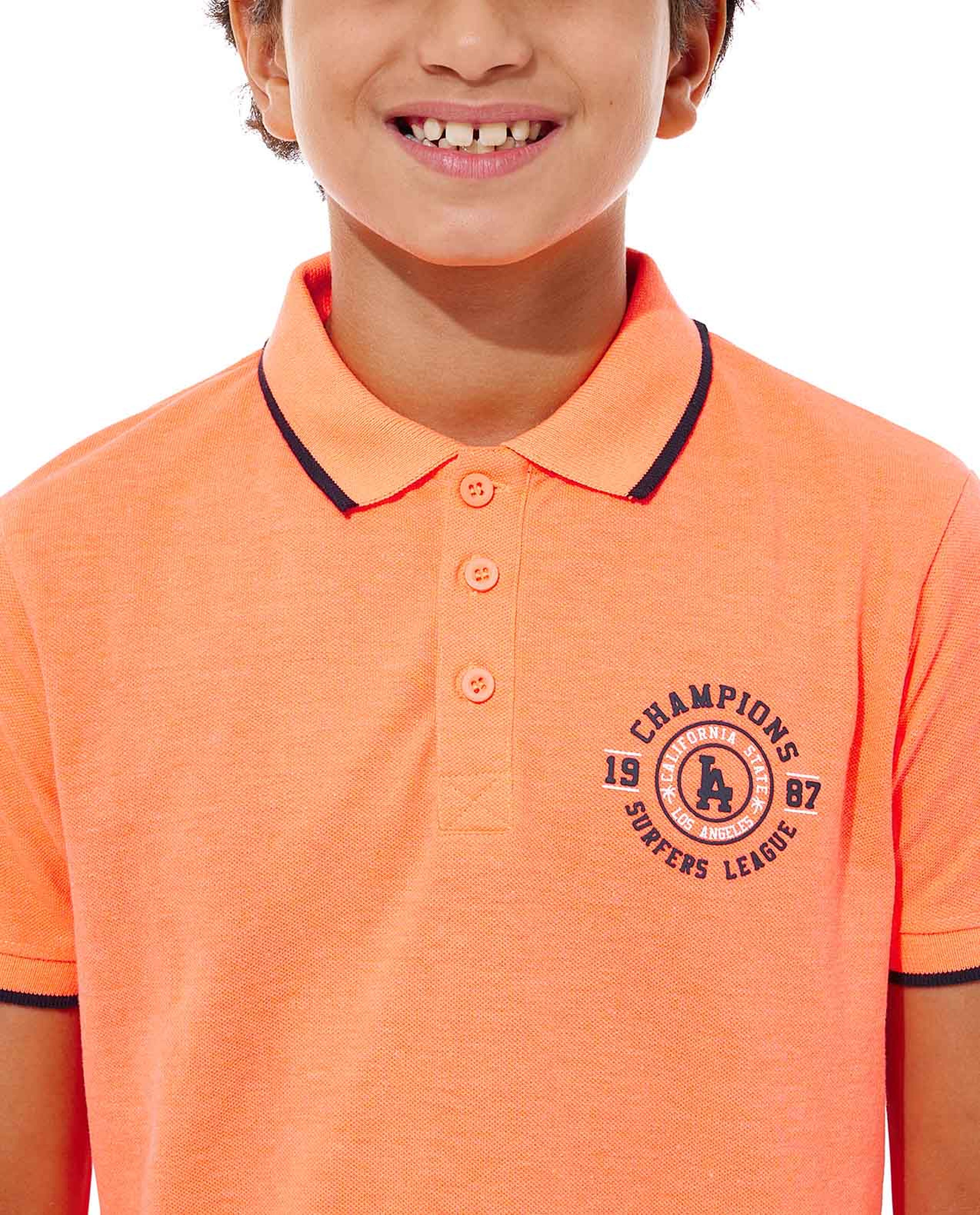 Print Detail Polo T-Shirt with Short Sleeves
