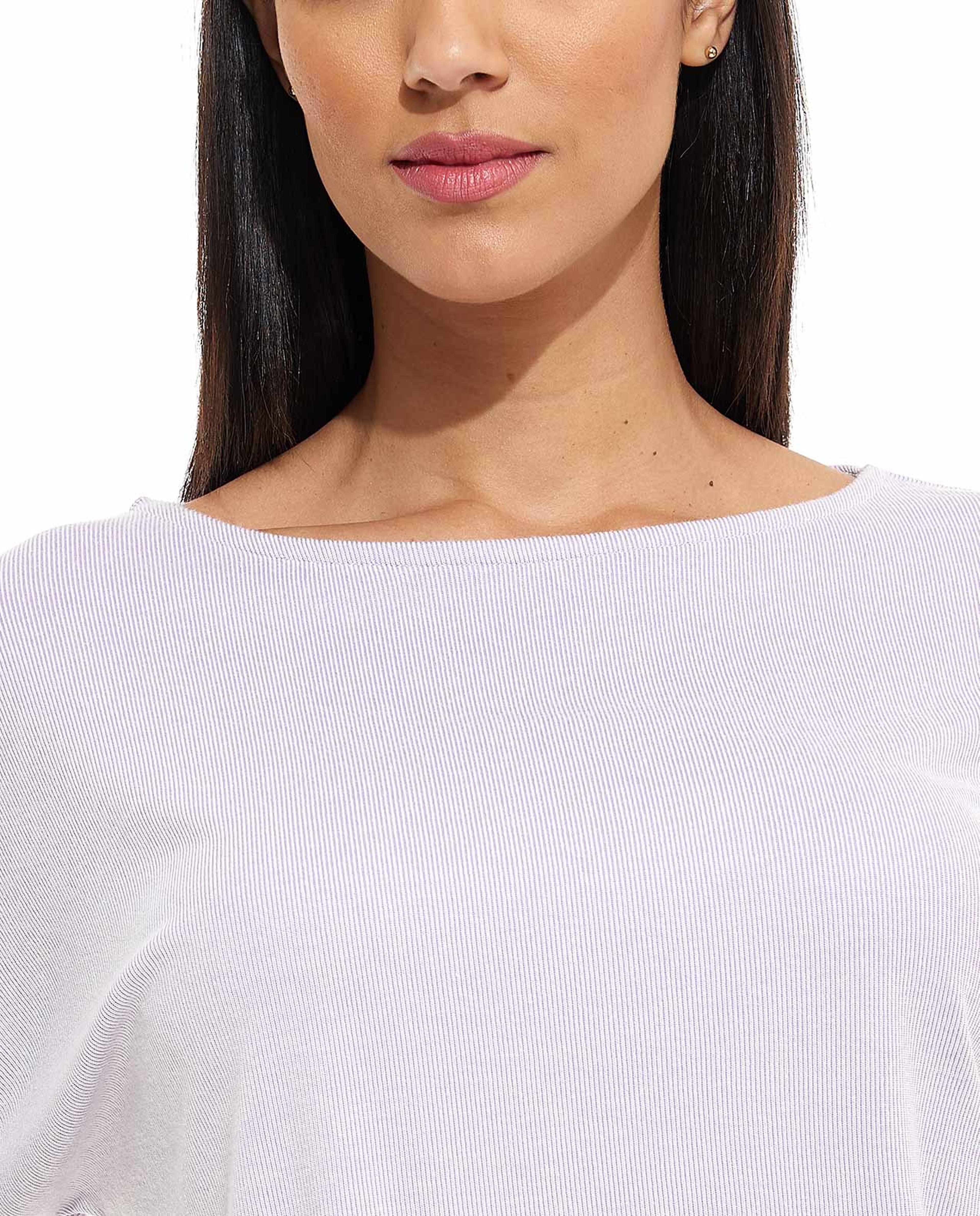 Solid Sleep Top with Crew Neck and Short Sleeves